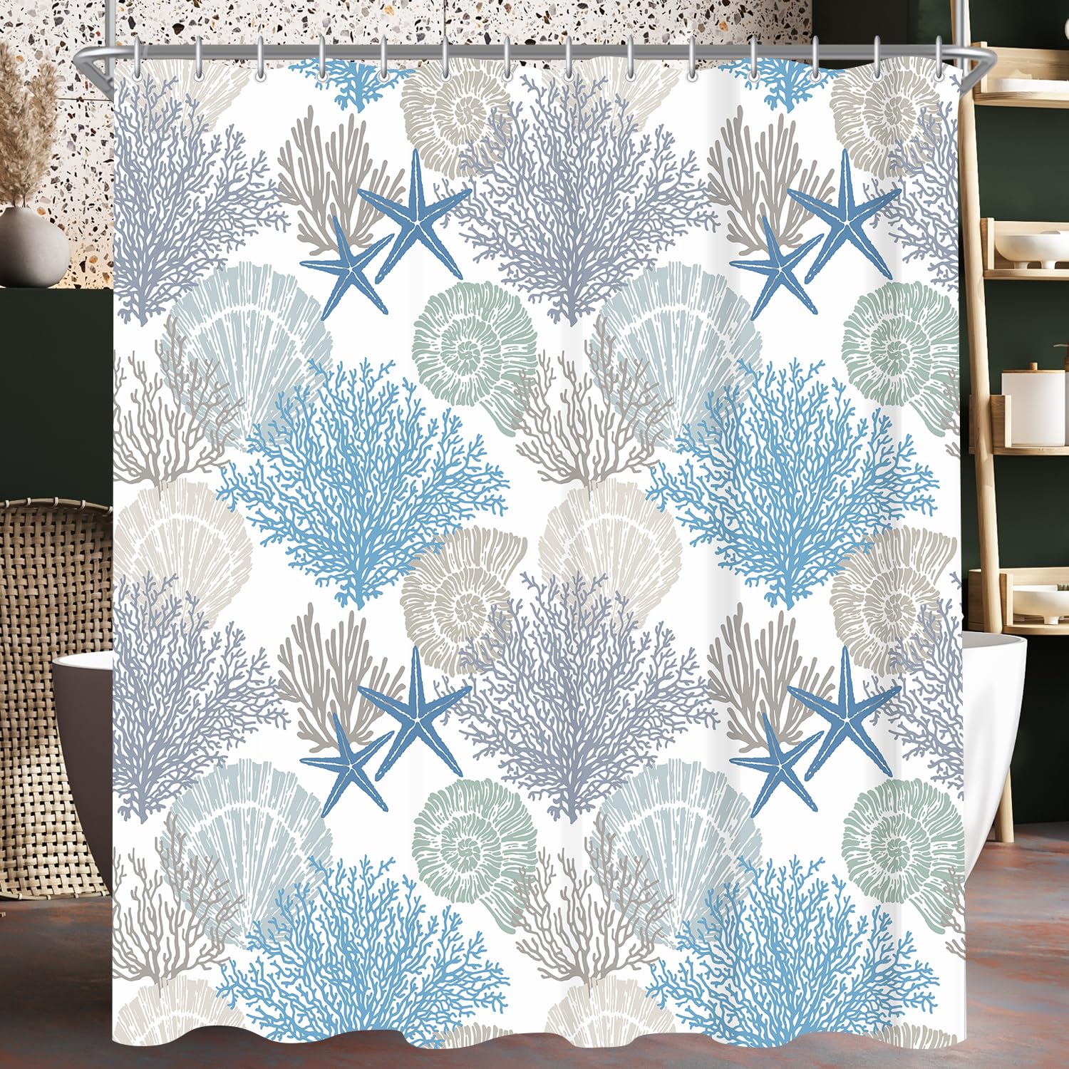 Lerores Underwater Algae Shower Curtain | Anti-Mould Polyester, 240x200cm