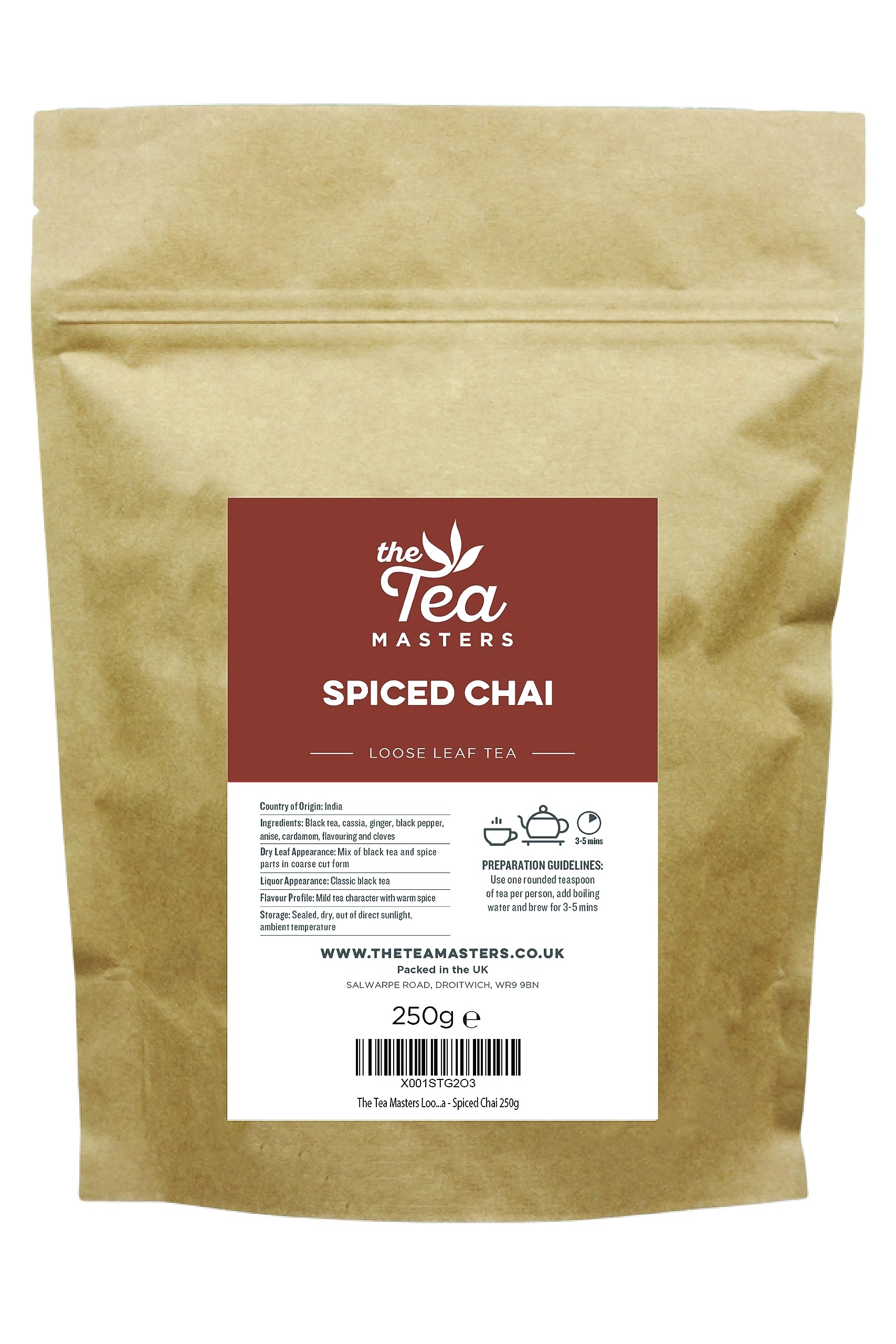 The Tea Masters Spiced Masala Chai – Premium Loose Leaf Black Tea, 250g