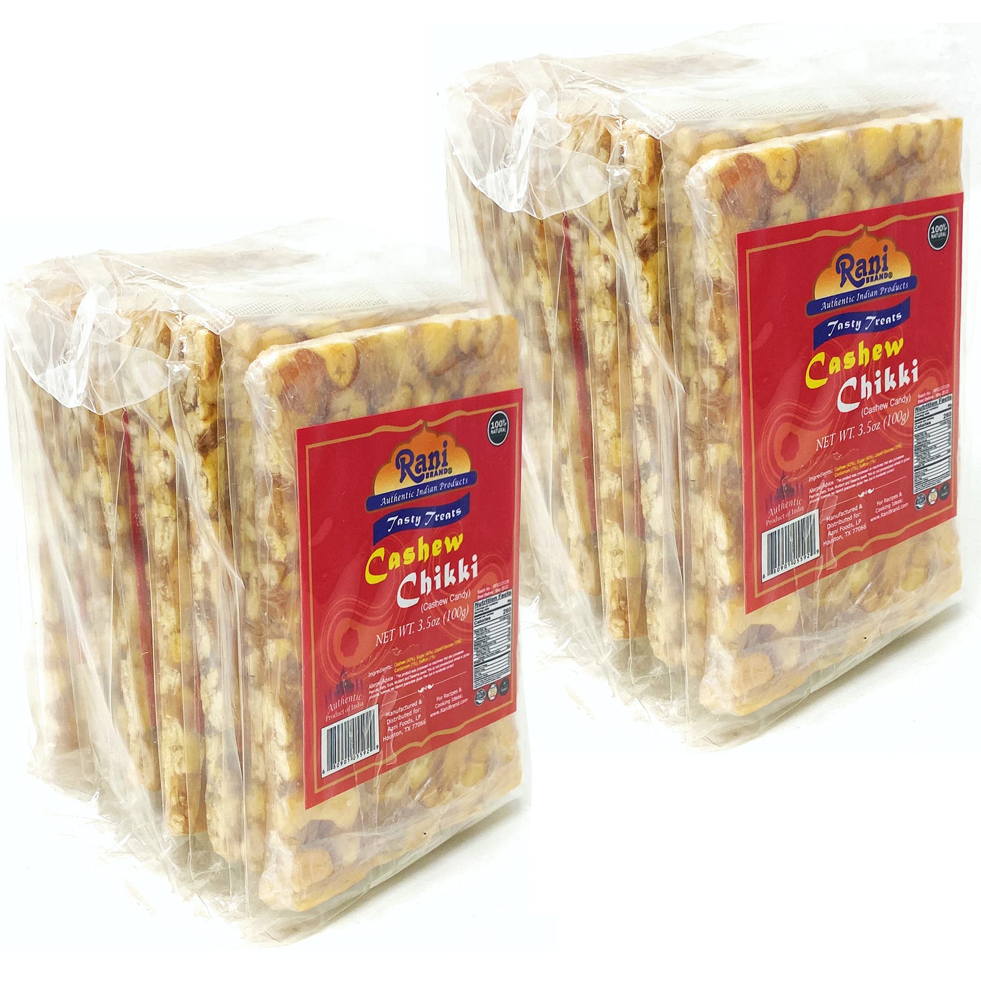 Rani Cashew Chikki – Vegan Jaggery Brittle Candy – 3.5oz (Pack of 20)