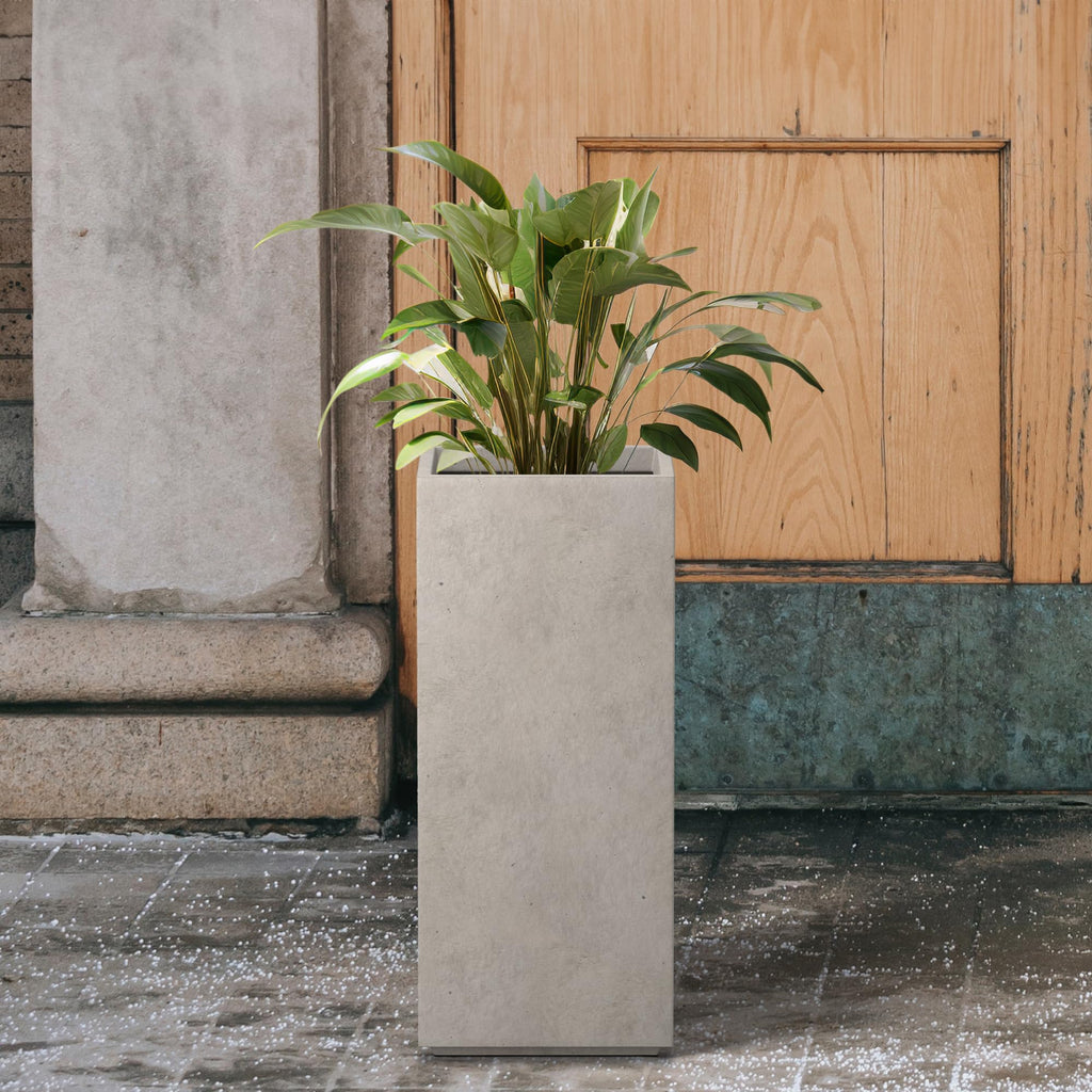 Kante Modern Rectangle Concrete Outdoor Planter - Weathered Grey, 20"