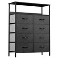 YITAHOME 8-Drawer Fabric Dresser | Metal Frame Storage Chest – Black Grey