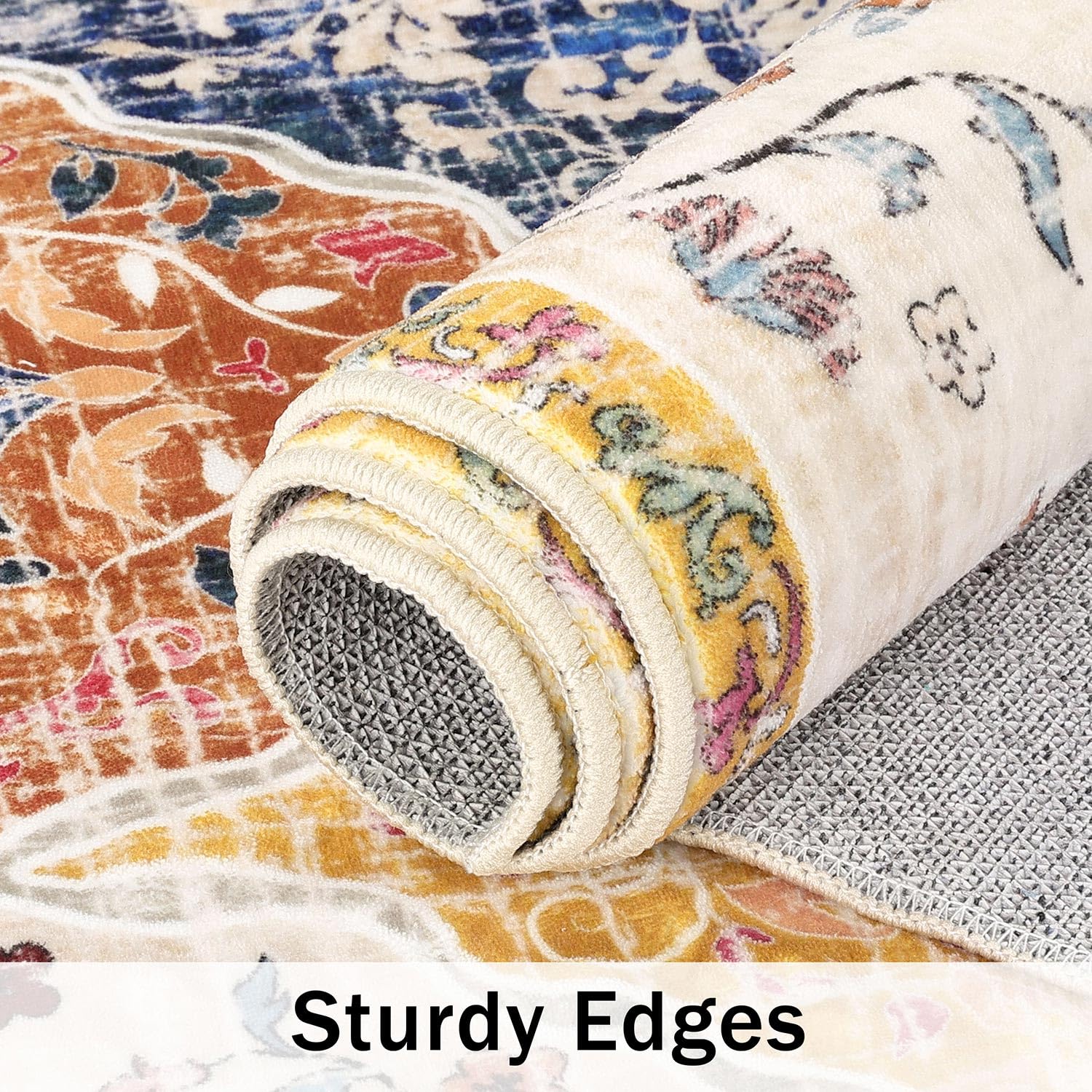 SHACOS Vintage Floral Area Rug – Washable Non-Slip Boho Rug, 160x230cm
