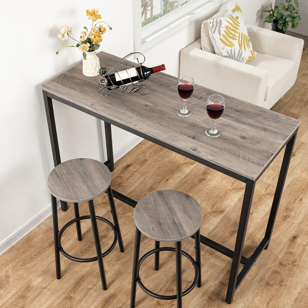 HOOBRO Round Bar Stools Set of 2 | Industrial Greige Kitchen Pub Chairs