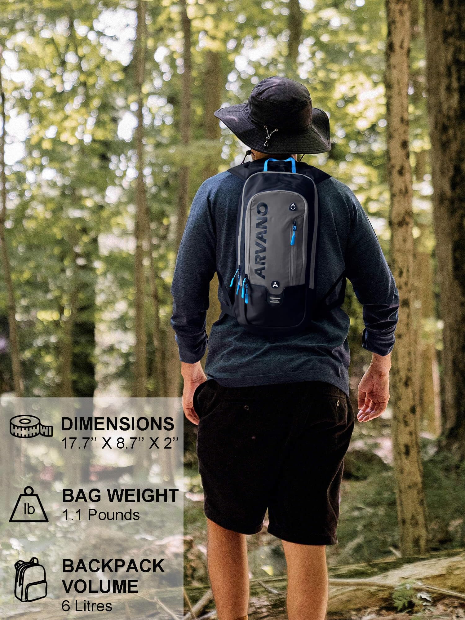 Arvano 6L Hydration Backpack with 2L Water Bladder – Lightweight Cycling Pack