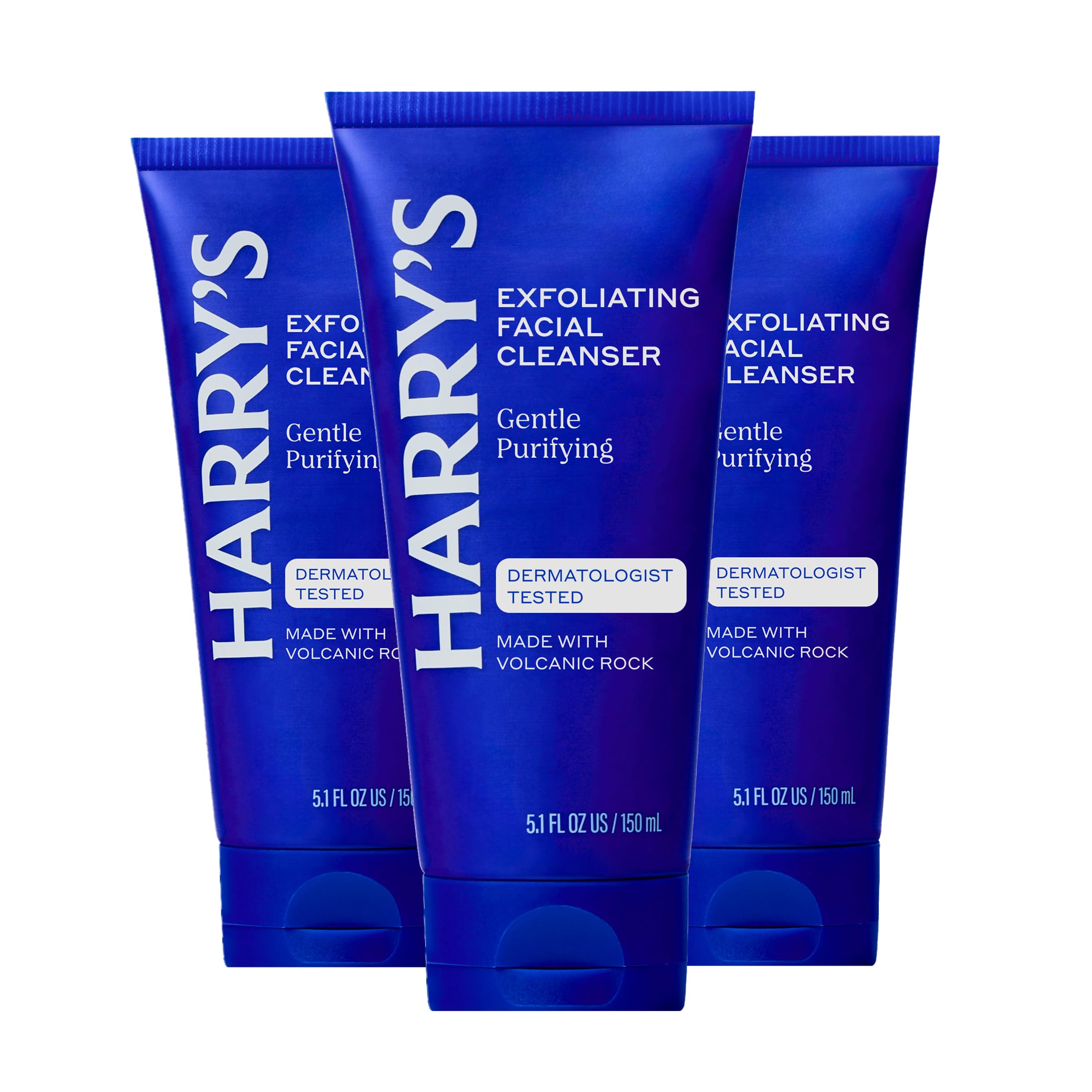 Harry's Exfoliating Face Wash for Men with Volcanic Rock, 150ml - 3 Pack