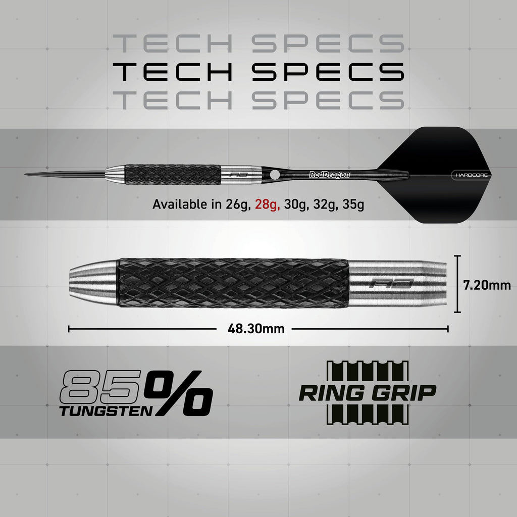 Red Dragon Rat 1 Tungsten Darts Set – 28g Professional Knurl Grip