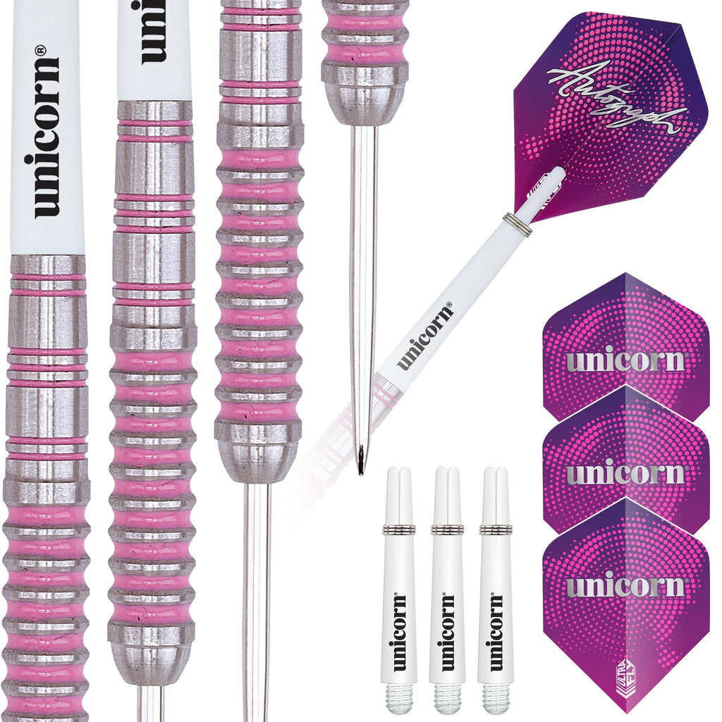 Unicorn Autograph Steel Tip Darts - 80% Tungsten 22g Pink Accents