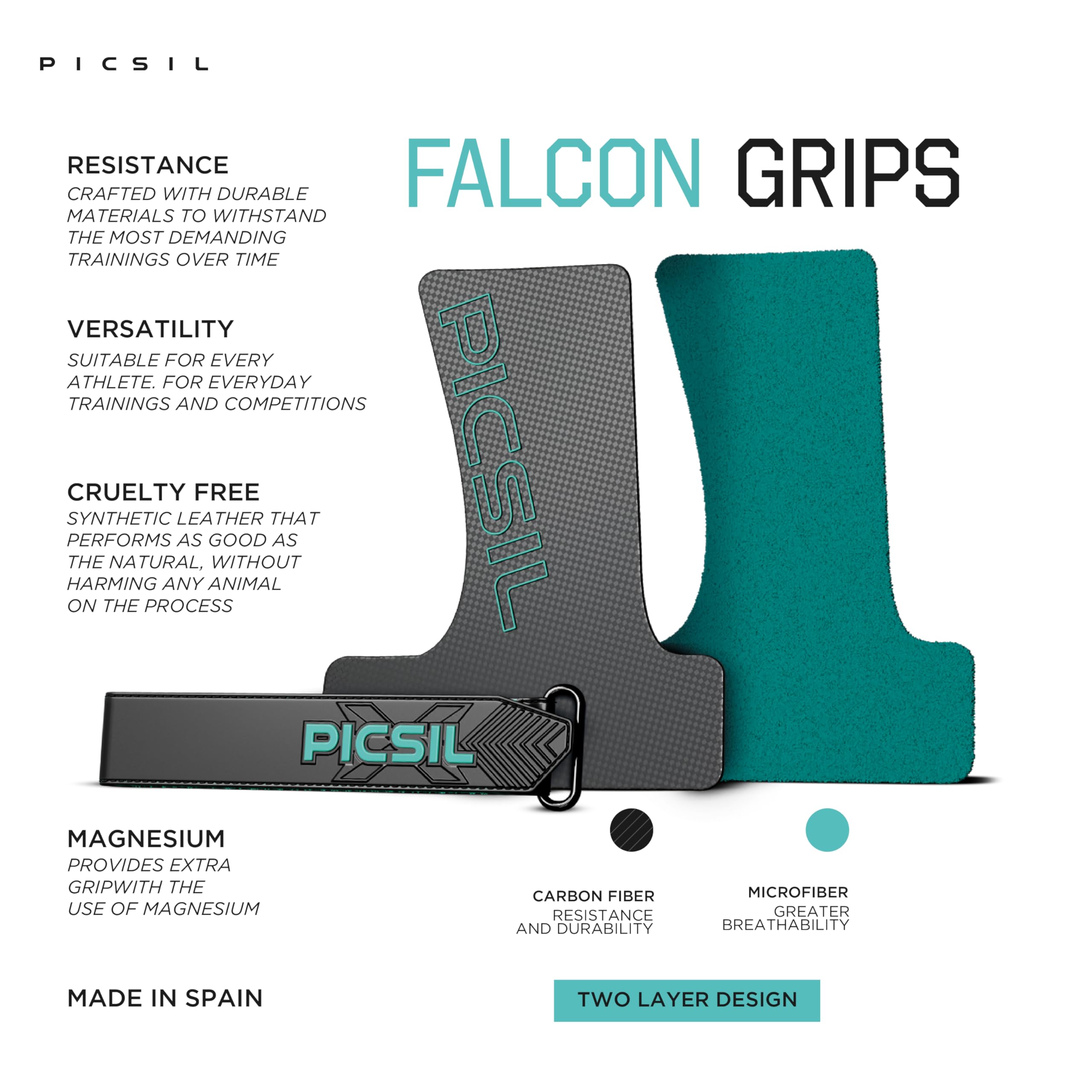 PICSIL Falcon Grips – Carbon Fiber Hand Grips for Weightlifting
