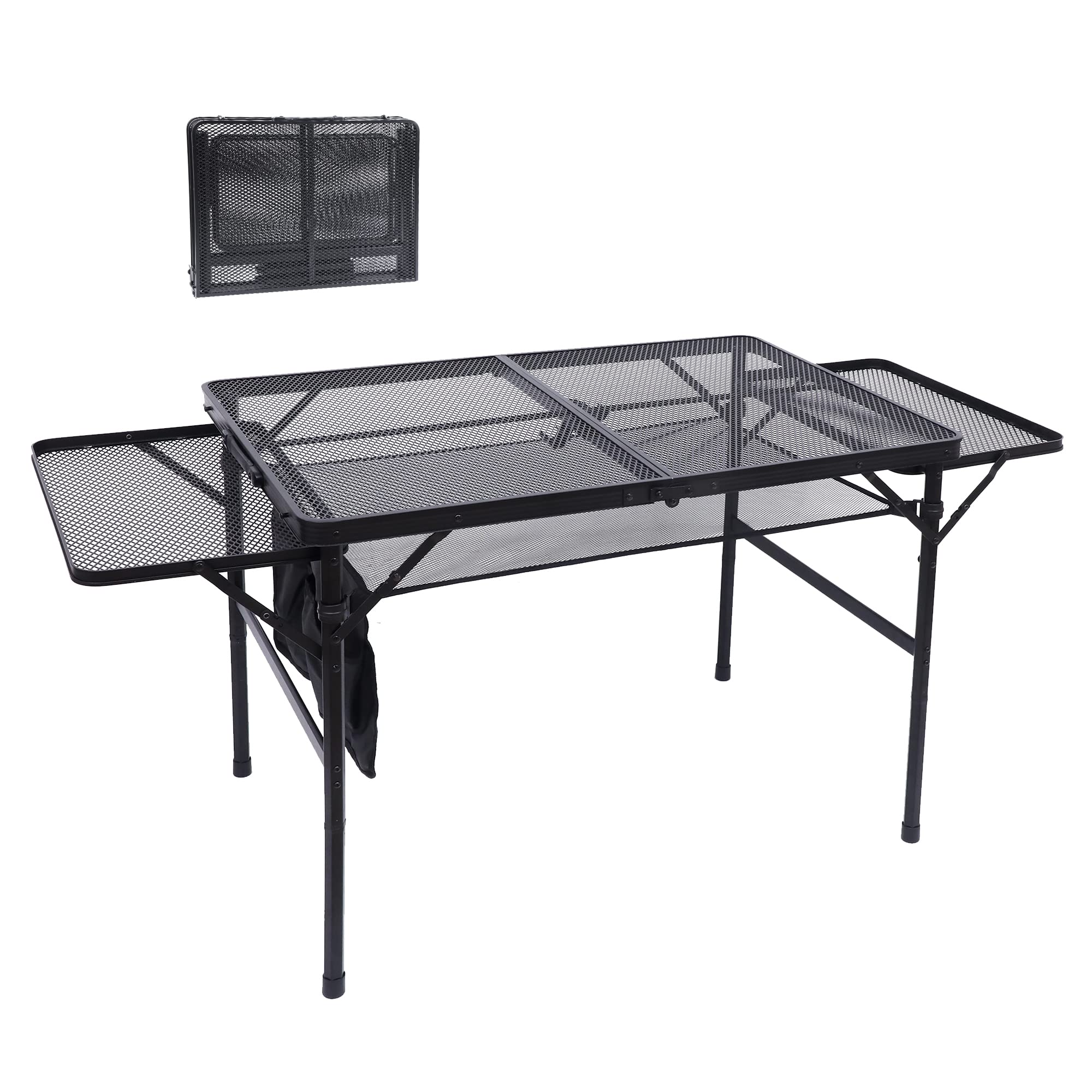 Nice C Folding Grill Table | Adjustable Height Portable Mesh Camping Table