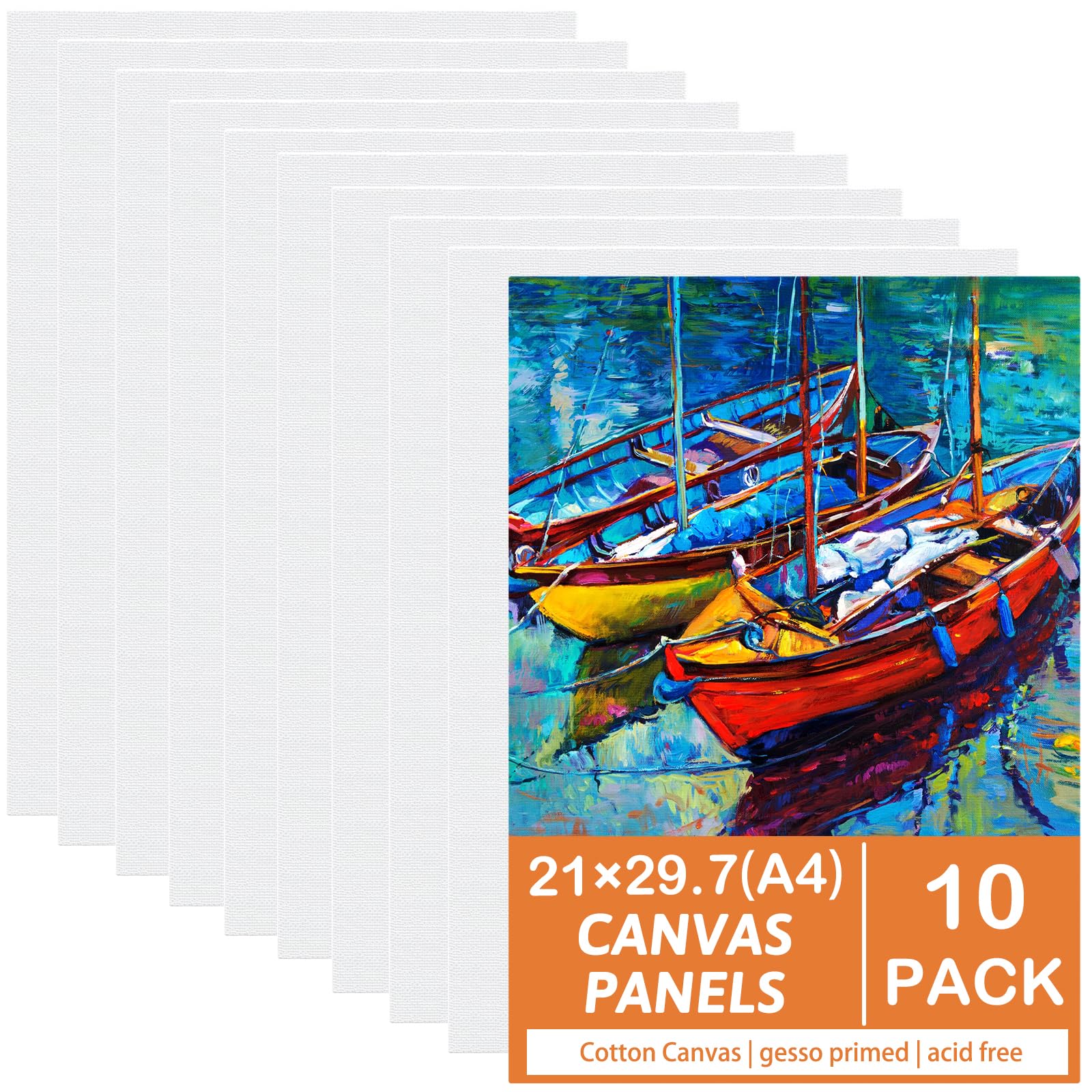 Koncci A4 Canvas Panels - 10 Pack Acid-Free Cotton Boards for Acrylic & Oil