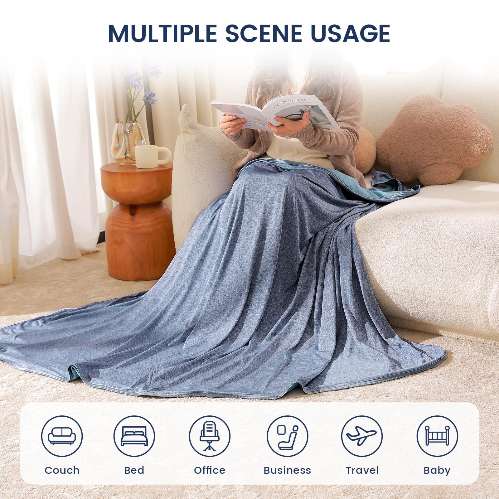 Danctec Cooling Blanket for Night Sweats | Lightweight Summer Throw, Grey