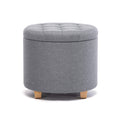 HNNHOME Round Linen Storage Ottoman – Padded Footstool Stool, 45cm