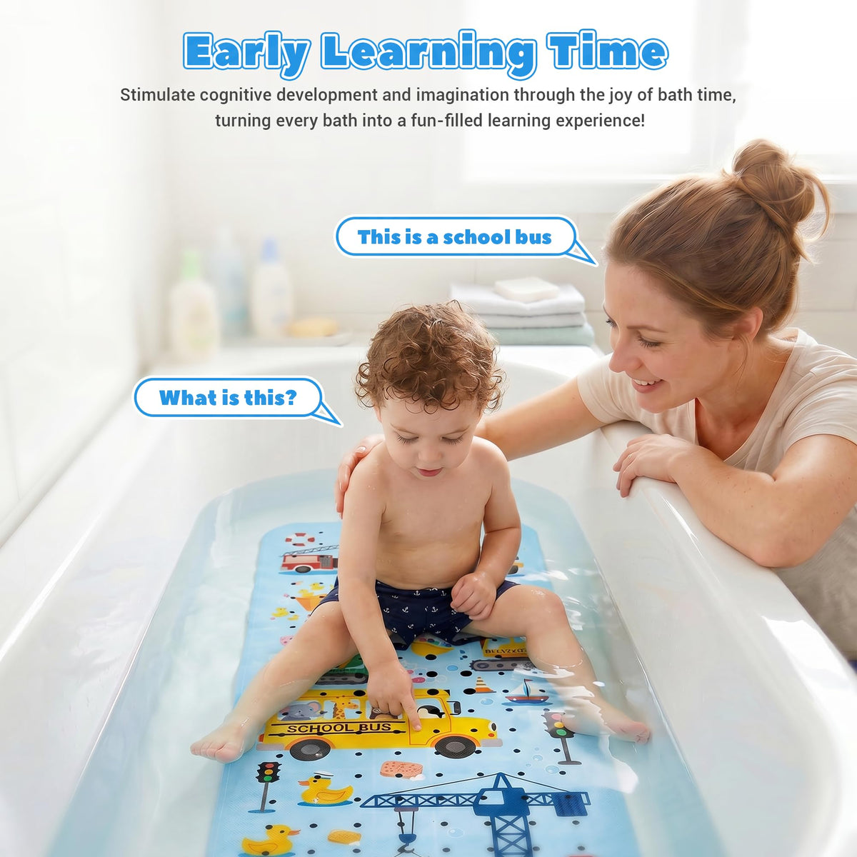 UNEEDE Baby Bath Mat Non Slip - 100x40cm - image 2
