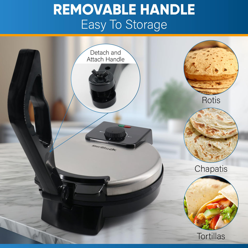 StarBlue 25.4cm Roti Maker – Non-Stick Tortilla & Chapati Machine, 1200W