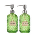 Glass Hand and Dish Soap Dispenser - Green 2-Pack