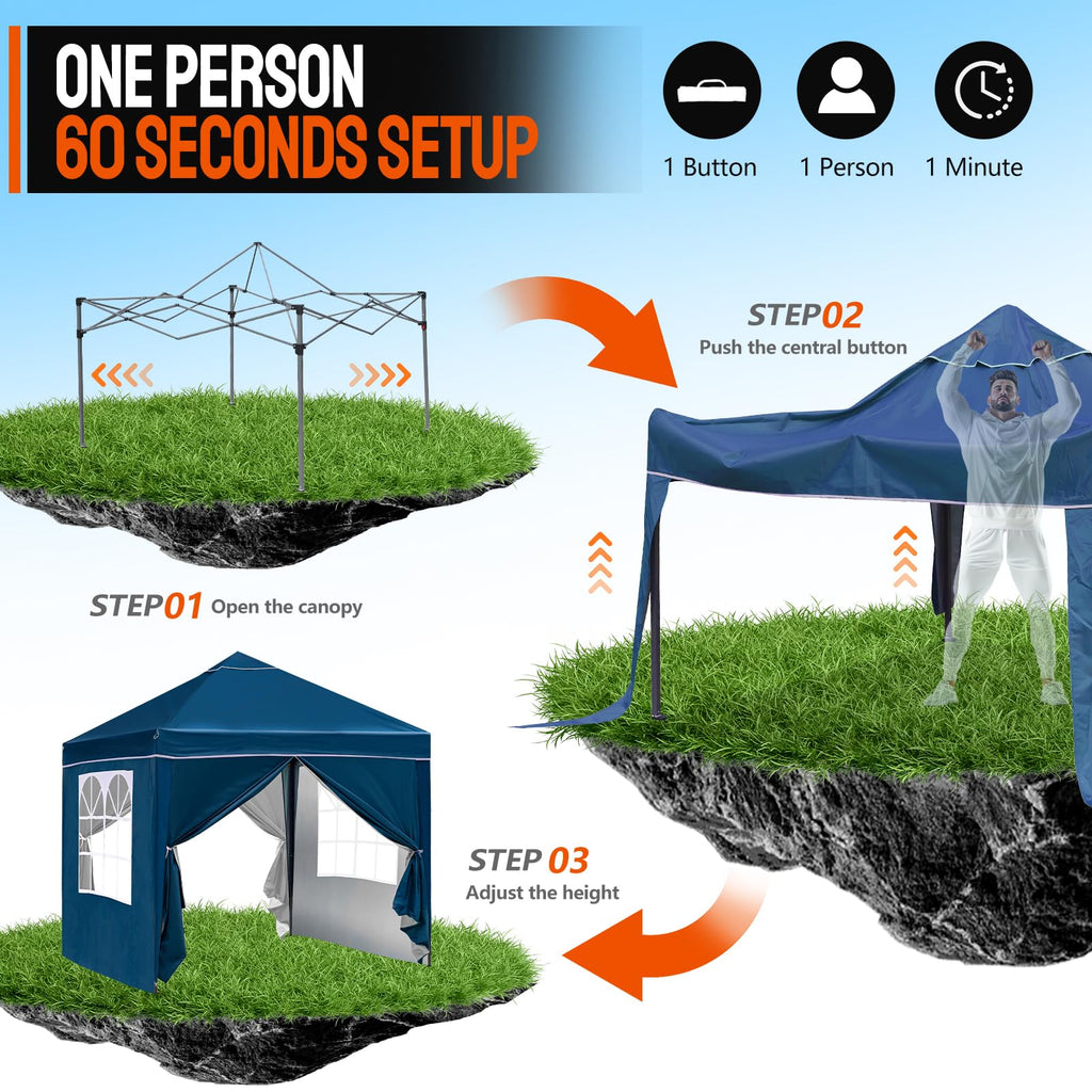 Jolof Store Pop Up Gazebo – Weather-Resistant Event Canopy with Sidewalls, Blue