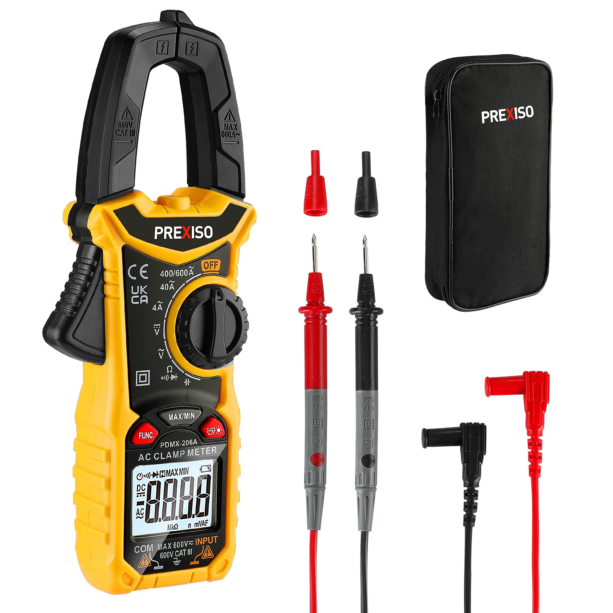 PREXISO Digital Clamp Meter – 600A AC Current & True-RMS Multimeter