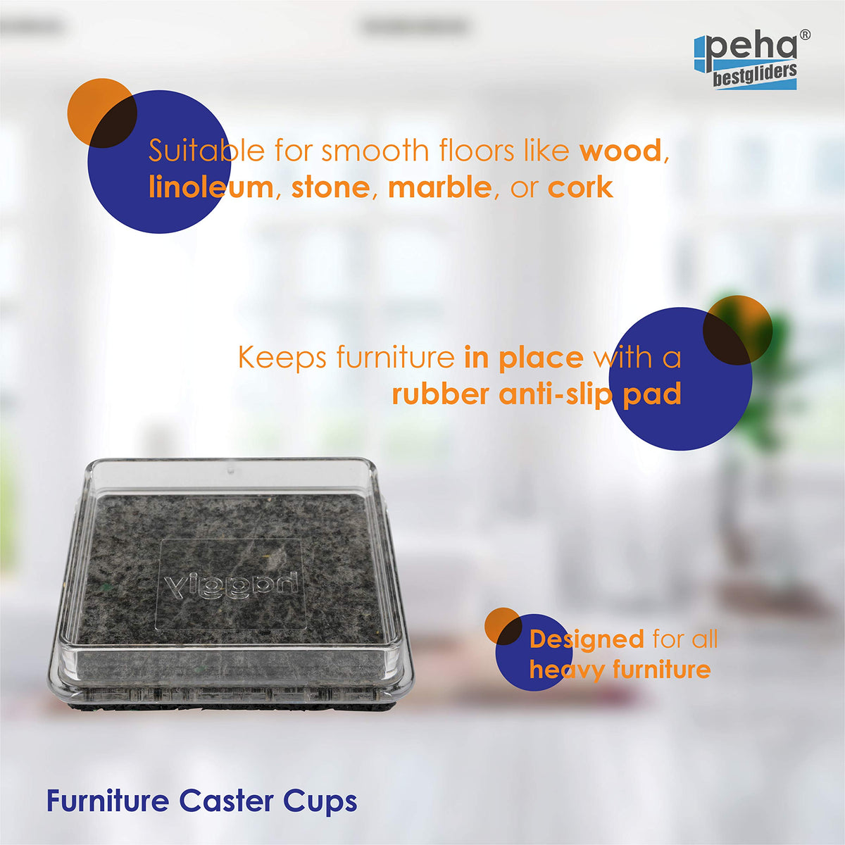 haggiy Anti-Slip Furniture Coasters - transparent, 60x60mm 4 Pcs - image 4