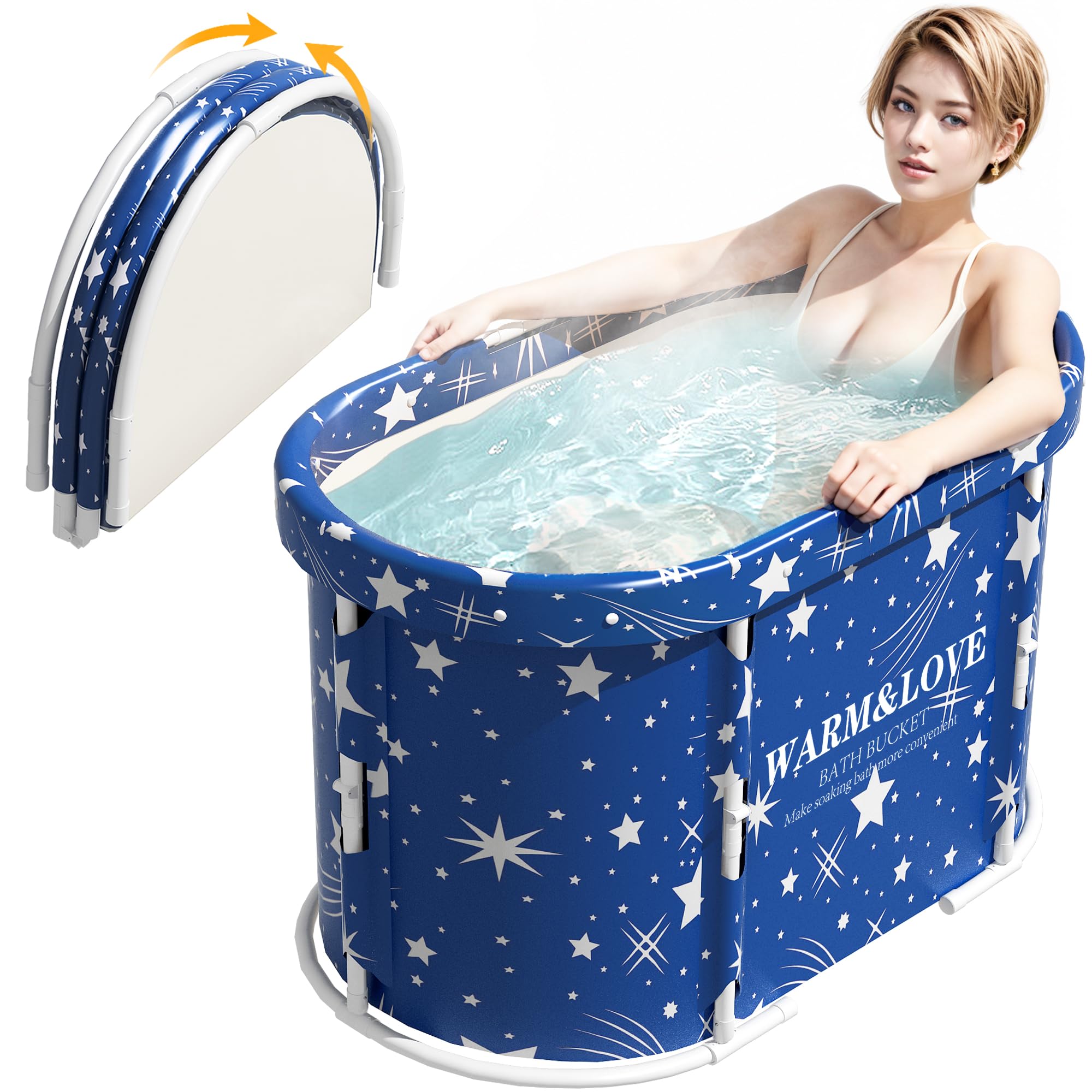 Portable Foldable Bathtub – Oval Soaking Tub, Starry Blue