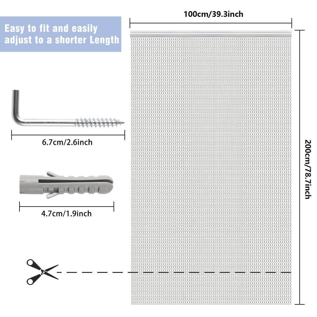 VerRich Aluminium Chain Link Door Fly Screen – 100x200cm Insect Curtain
