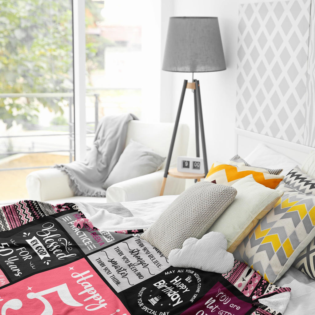 Jolof Store 50th Birthday Blanket for Women – 1975 Flannel Throw, 80x60in