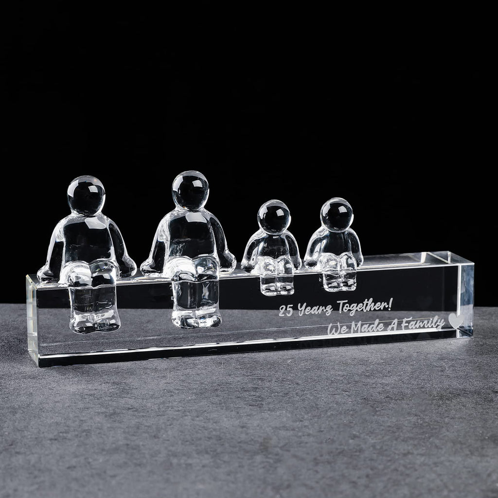 Movdyka 25th Wedding Anniversary Crystal Family Sculpture Keepsake Gift