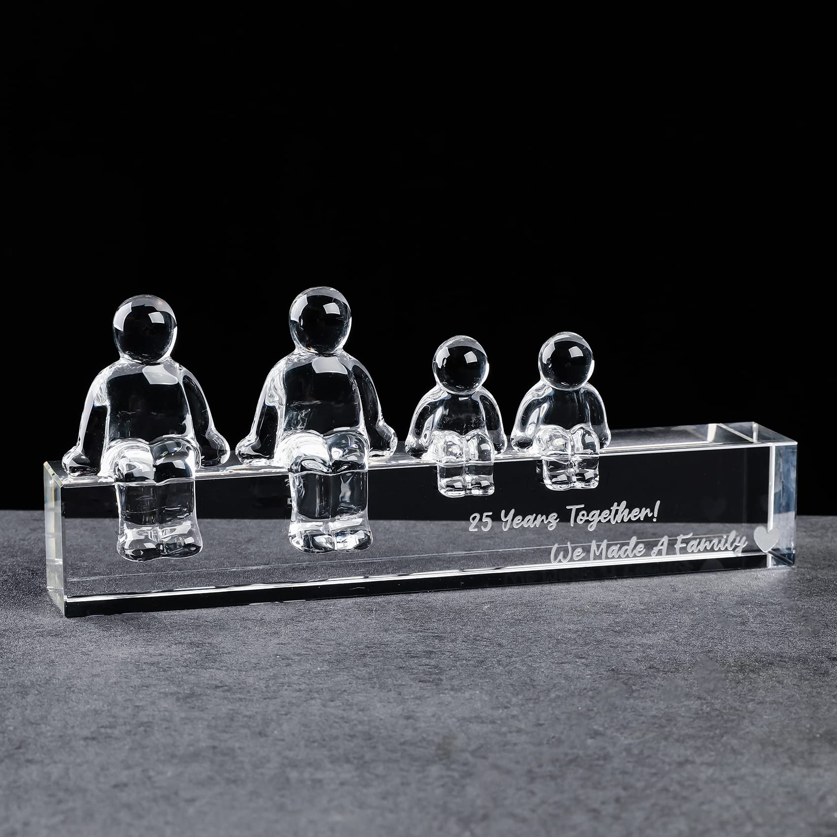 Movdyka 25th Wedding Anniversary Crystal Family Sculpture Keepsake Gift