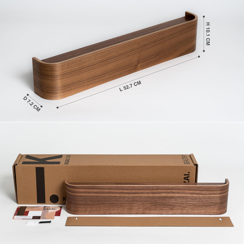 Kazai. Wall-Mounted Coat Rack 'Toke' | Modern Design Coat Rack with Hidden Wall Hooks | Solid Wood Veneer Panel Coat Hanger | Walnut - image 2