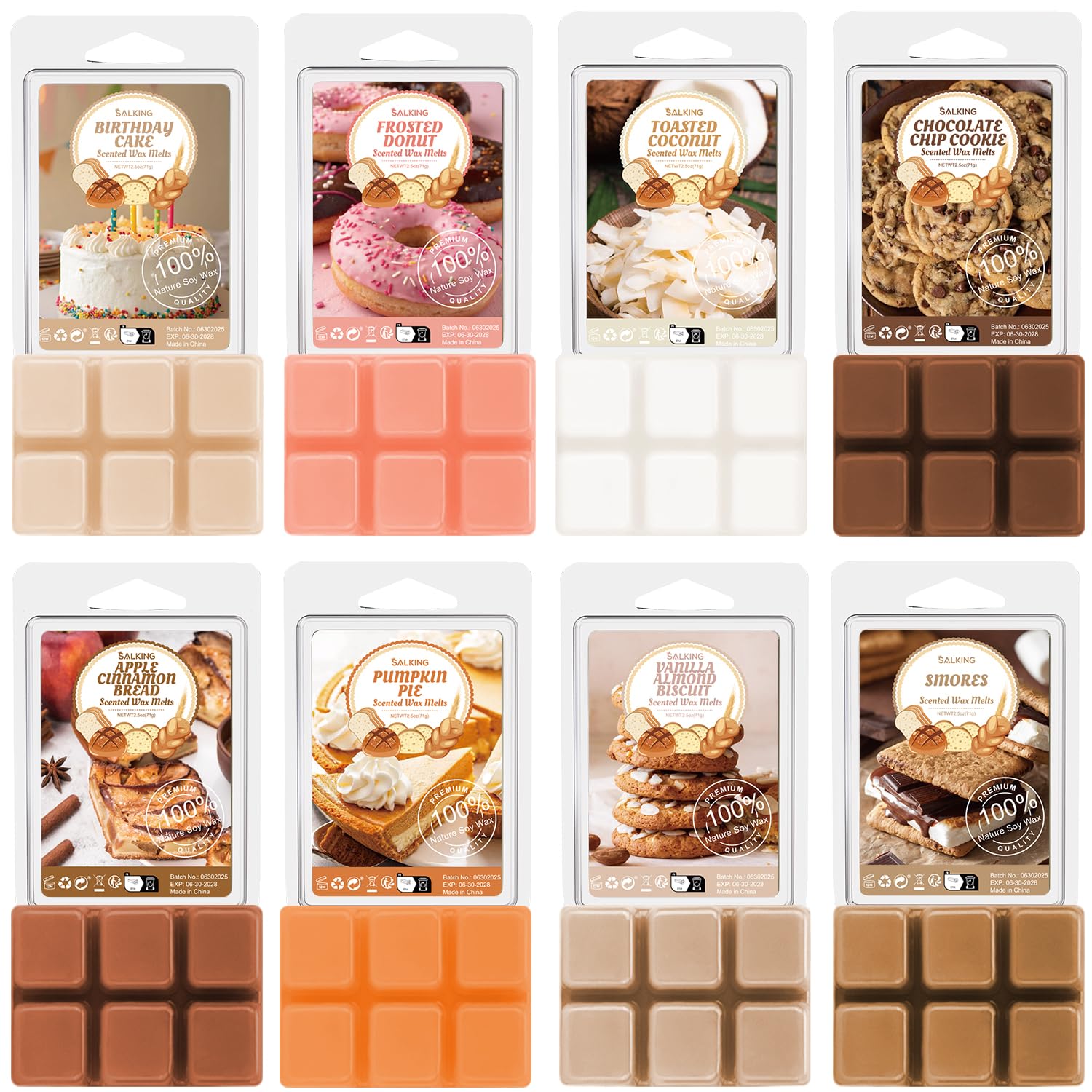 SALKING Bakery Scented Wax Melts – 8 Pack Natural Soy Wax Cubes