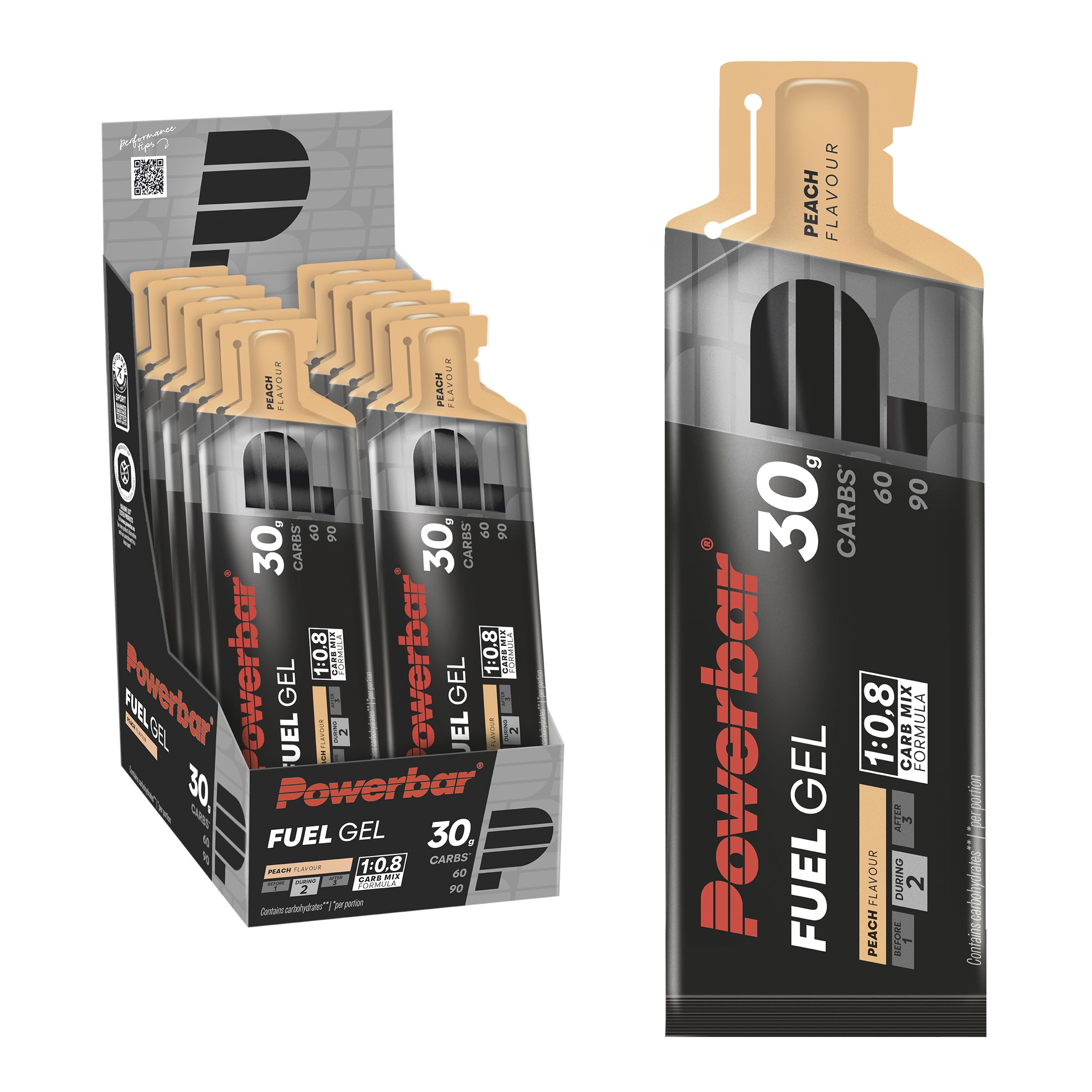 Powerbar Black Line Fuel 30 Energy Gel – Peach – 12x50ml High Carb