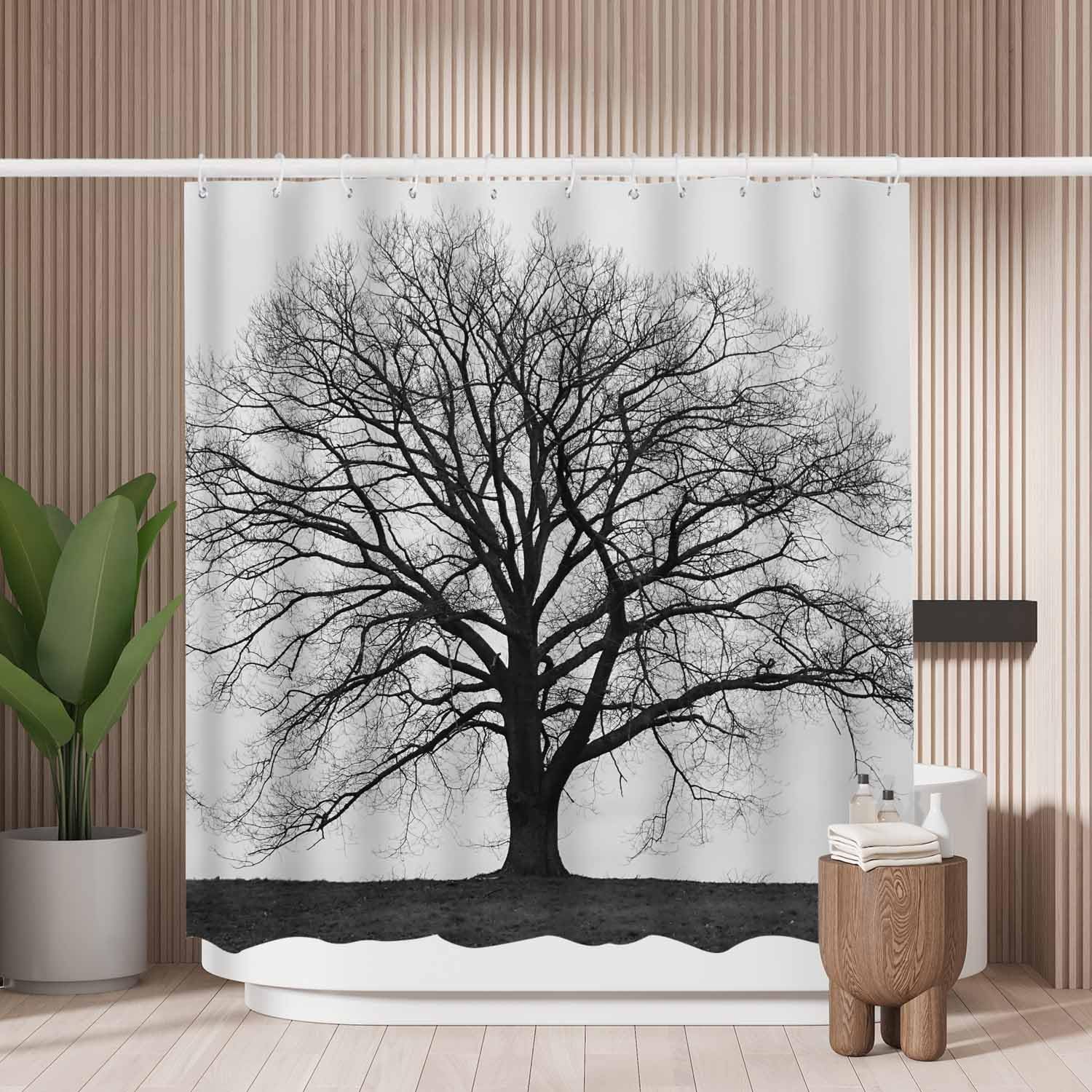Woutay Tree Silhouette Shower Curtain | Mold Resistant Polyester – 180x180cm