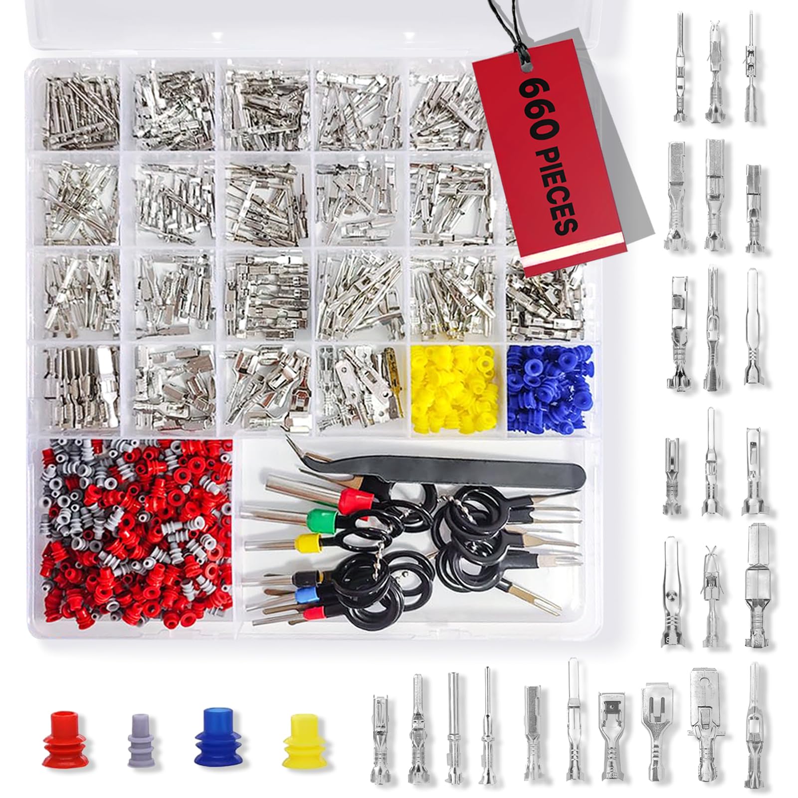 660Pcs Car Electrical Wire Connector & Terminal Pin Kit