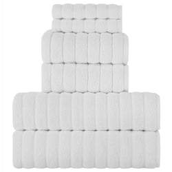 BERIBO Turkish Towel Set | 100% Cotton 620GSM 6-Piece Bath Set - White