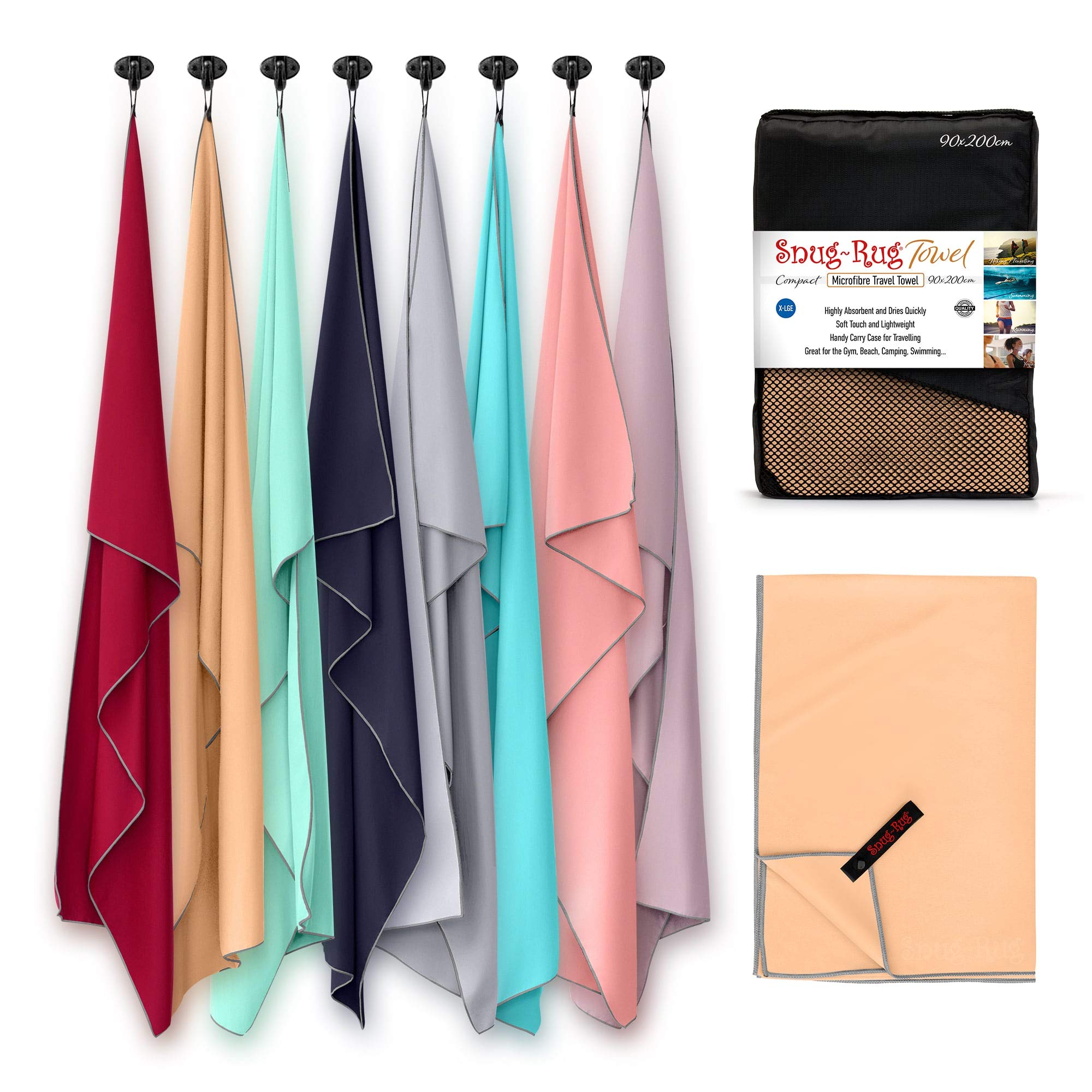 Snug Rug XL Microfibre Beach Towel – Sand Proof & Quick Drying, 200x90cm
