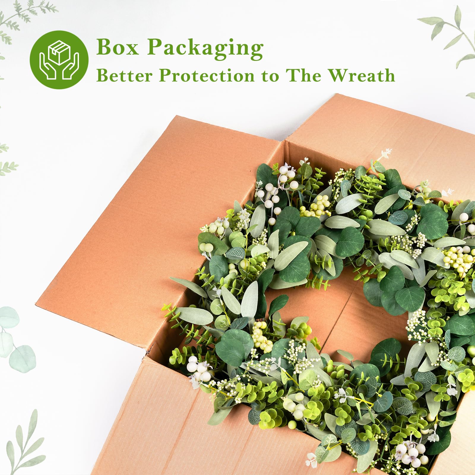 COLORSPEC 24-Inch Eucalyptus Boxwood Wreath for Front Door