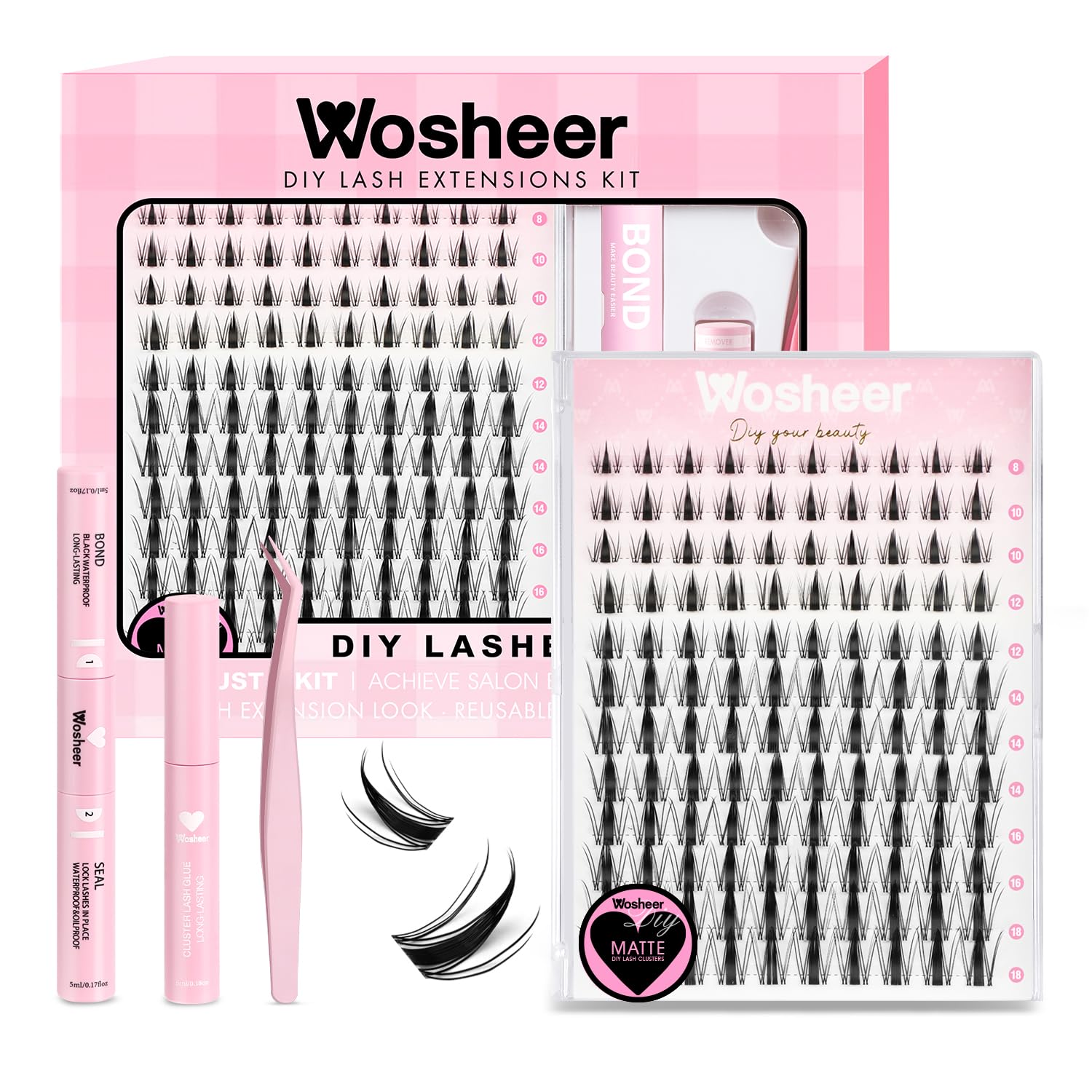 Wosheer Manga Cluster Lashes Kit | D Curl DIY Eyelash Extensions (8-18mm)