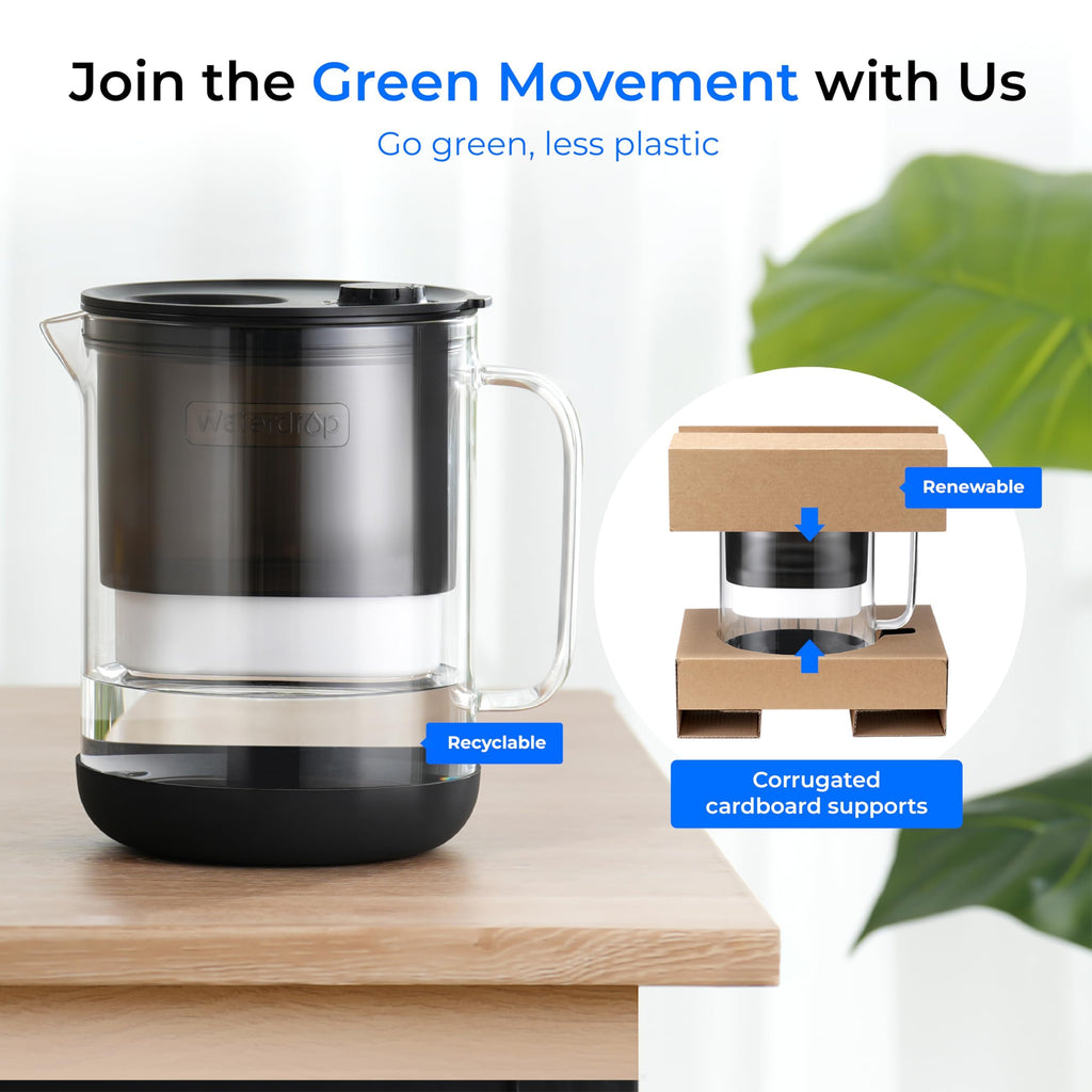 Waterdrop Glass Water Filter Jug | 1.5L Pitcher with 5-Stage Filtration