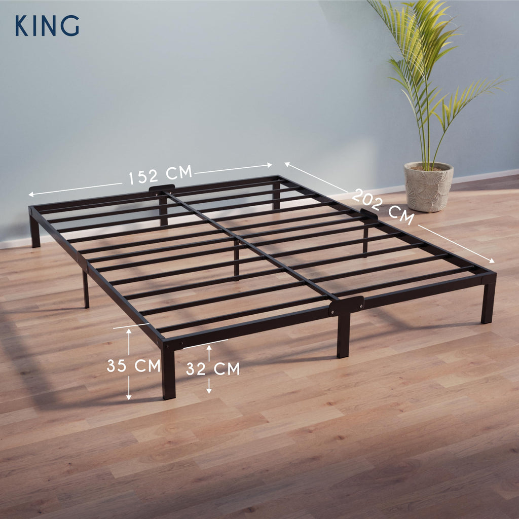 Dreamzie King Size Metal Bed Frame with 35cm Underbed Storage – Black