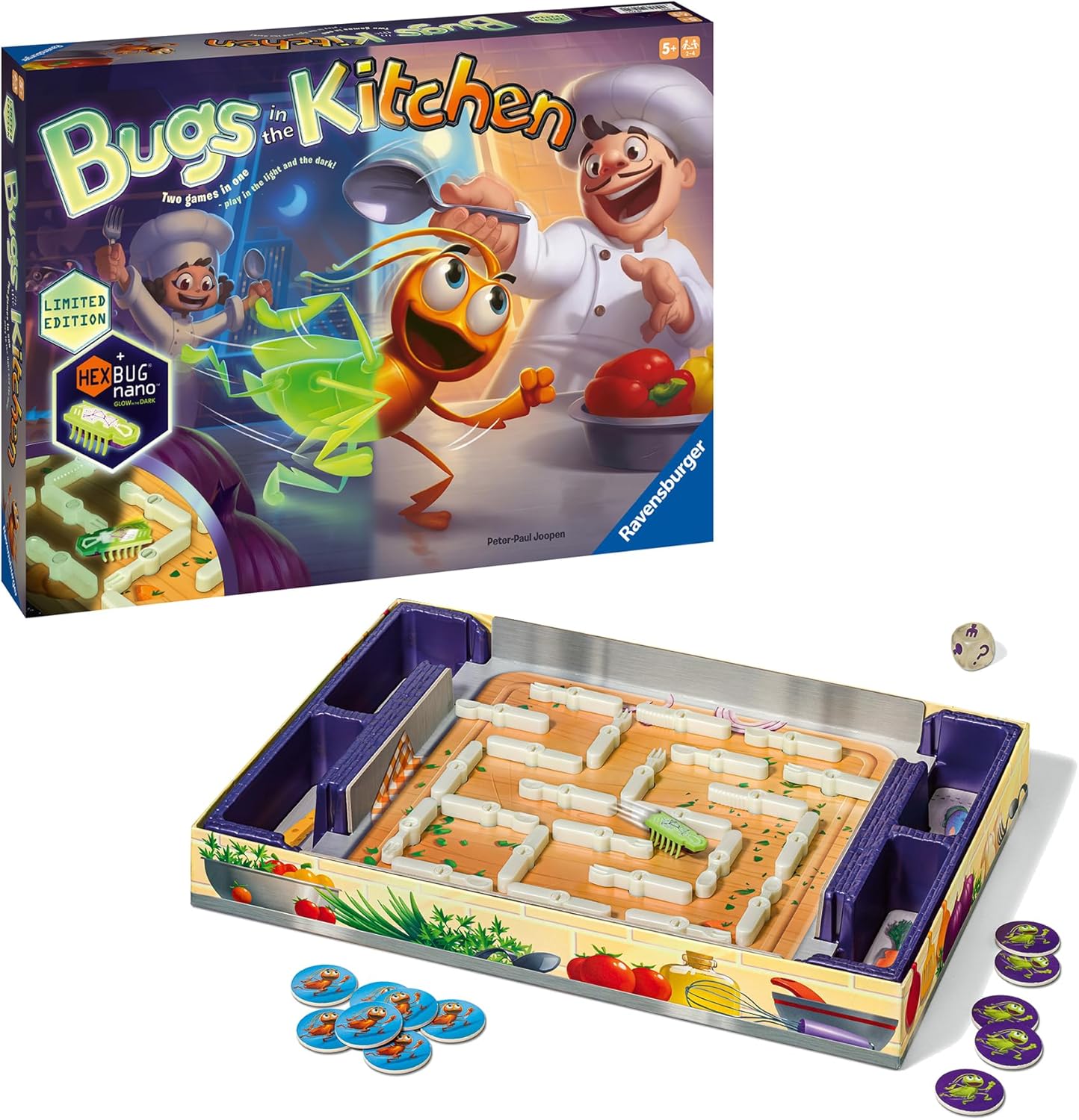Ravensburger Bugs in the Kitchen Glow in the Dark Hexbug Board Game