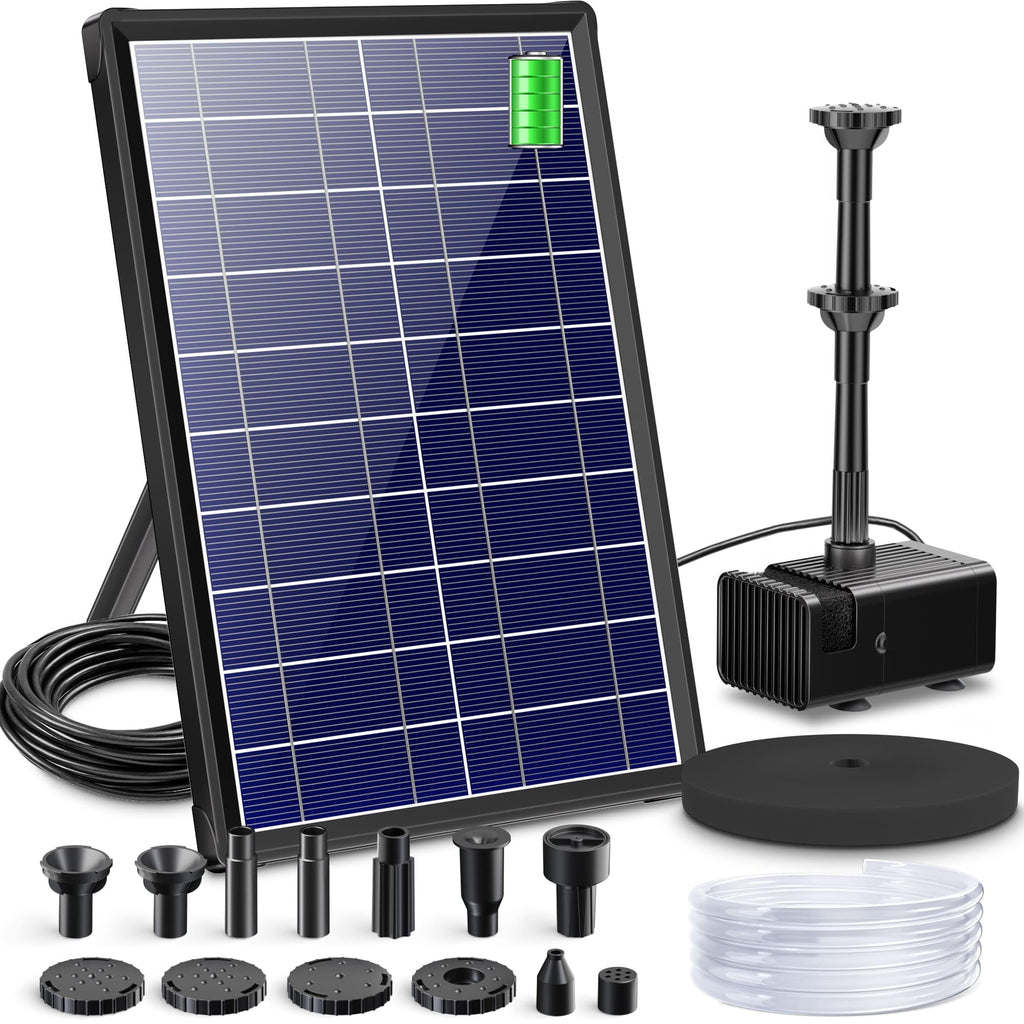 Biling Solar Pond Fountain - 8W Water Pump with 3600mAh Battery Backup