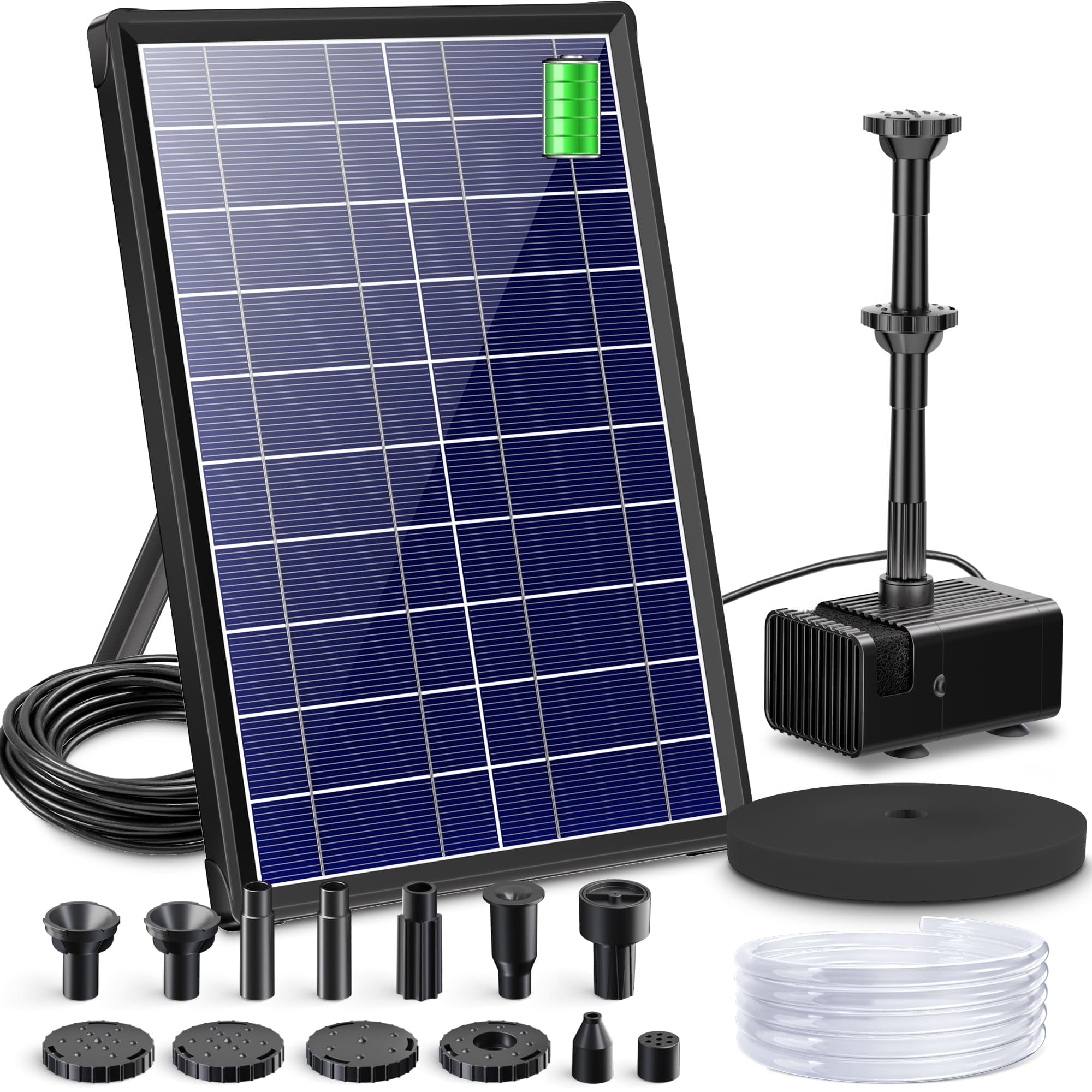 Biling Solar Pond Fountain - 8W Water Pump with 3600mAh Battery Backup