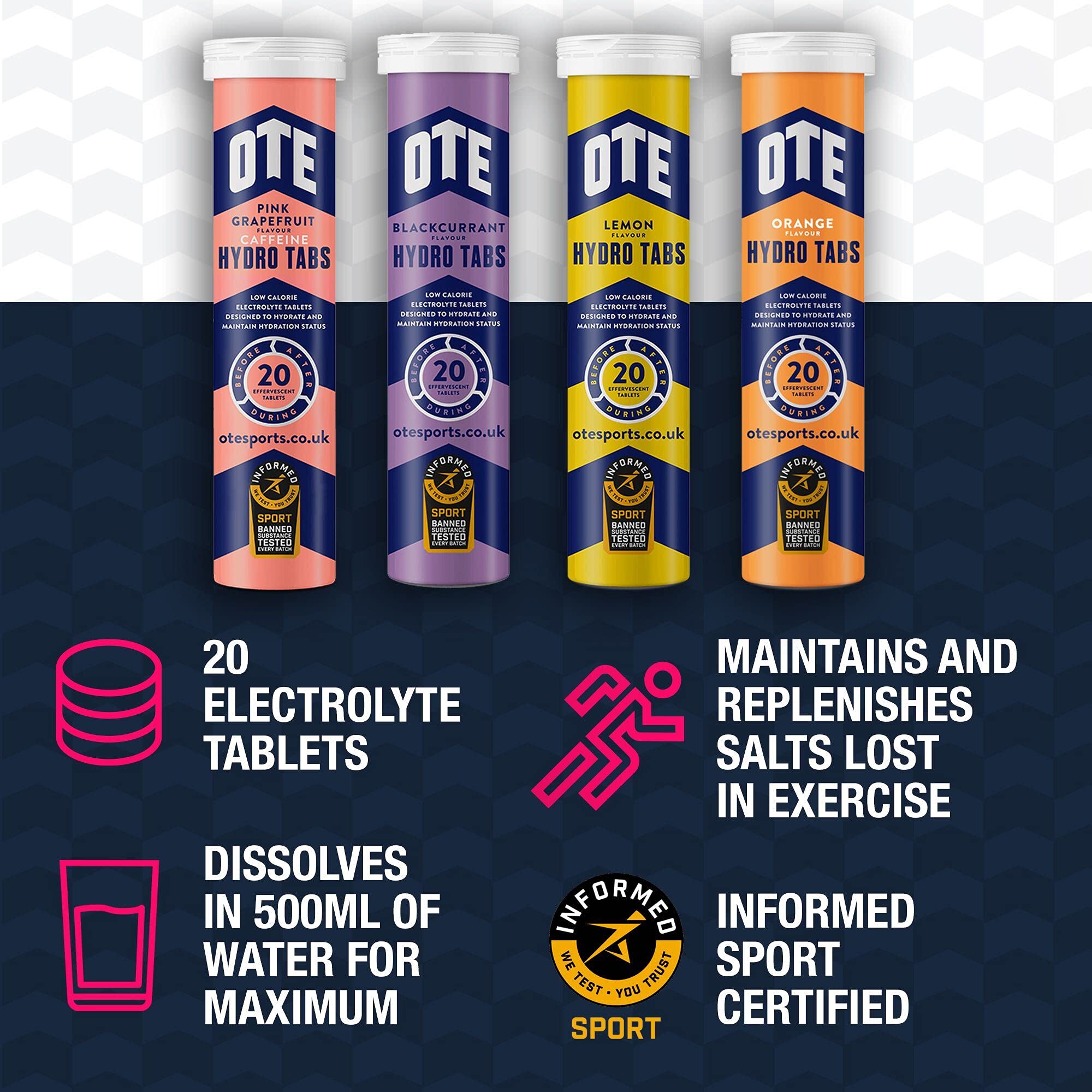 OTE Sports Electrolyte Hydration Tablets - Orange - 6 Pack (120 Tabs)