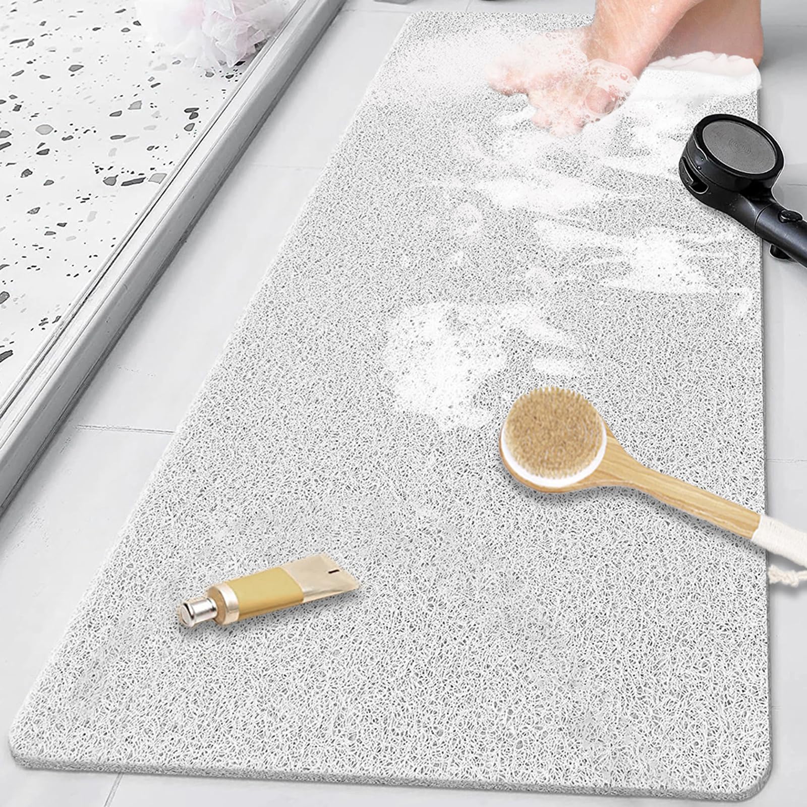 Non-Slip Loofah Shower Mat | 80x40cm Anti-Mould PVC Bath Mat