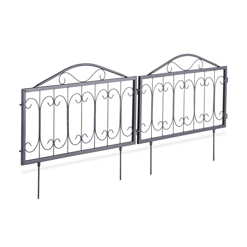 Relaxdays Goth Metal Garden Fence Panels - Set of 4 Black Iron Trellis