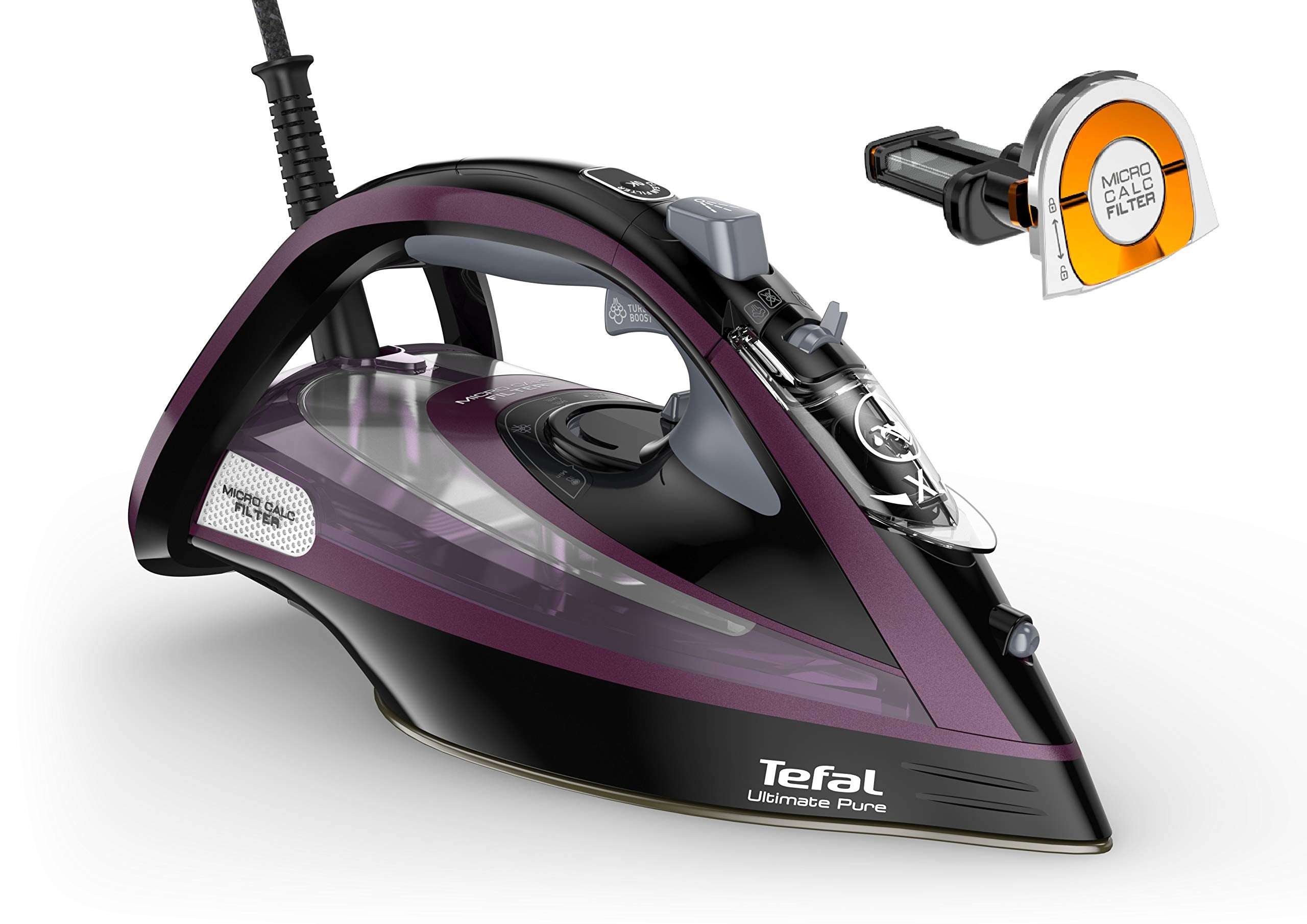Tefal Ultimate Pure Steam Iron – 3000W Durilium Soleplate, Purple