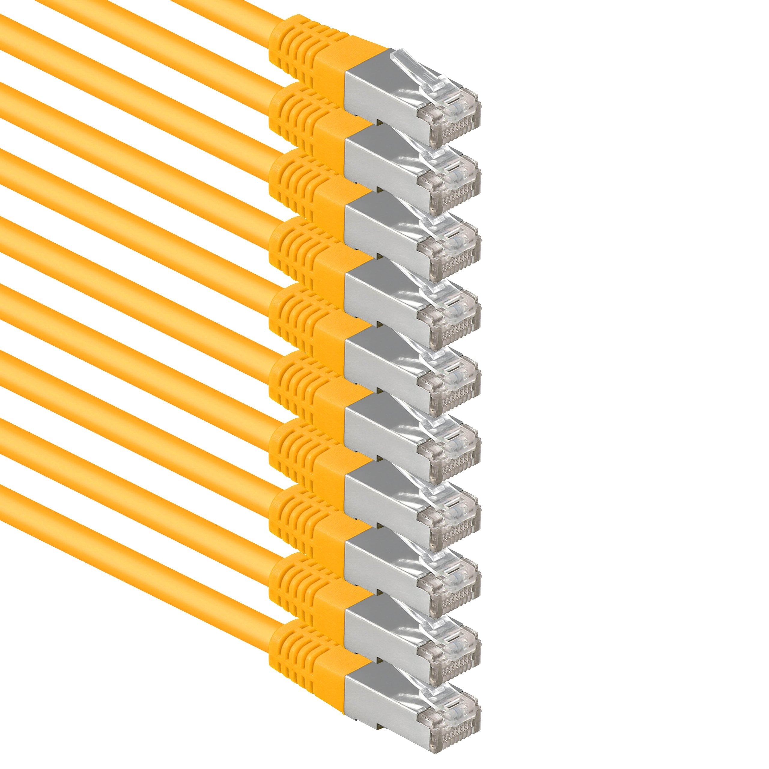 1aTTack.de Cat.6 Ethernet Patch Cable – 1m Yellow Copper S-FTP (10 Pack)