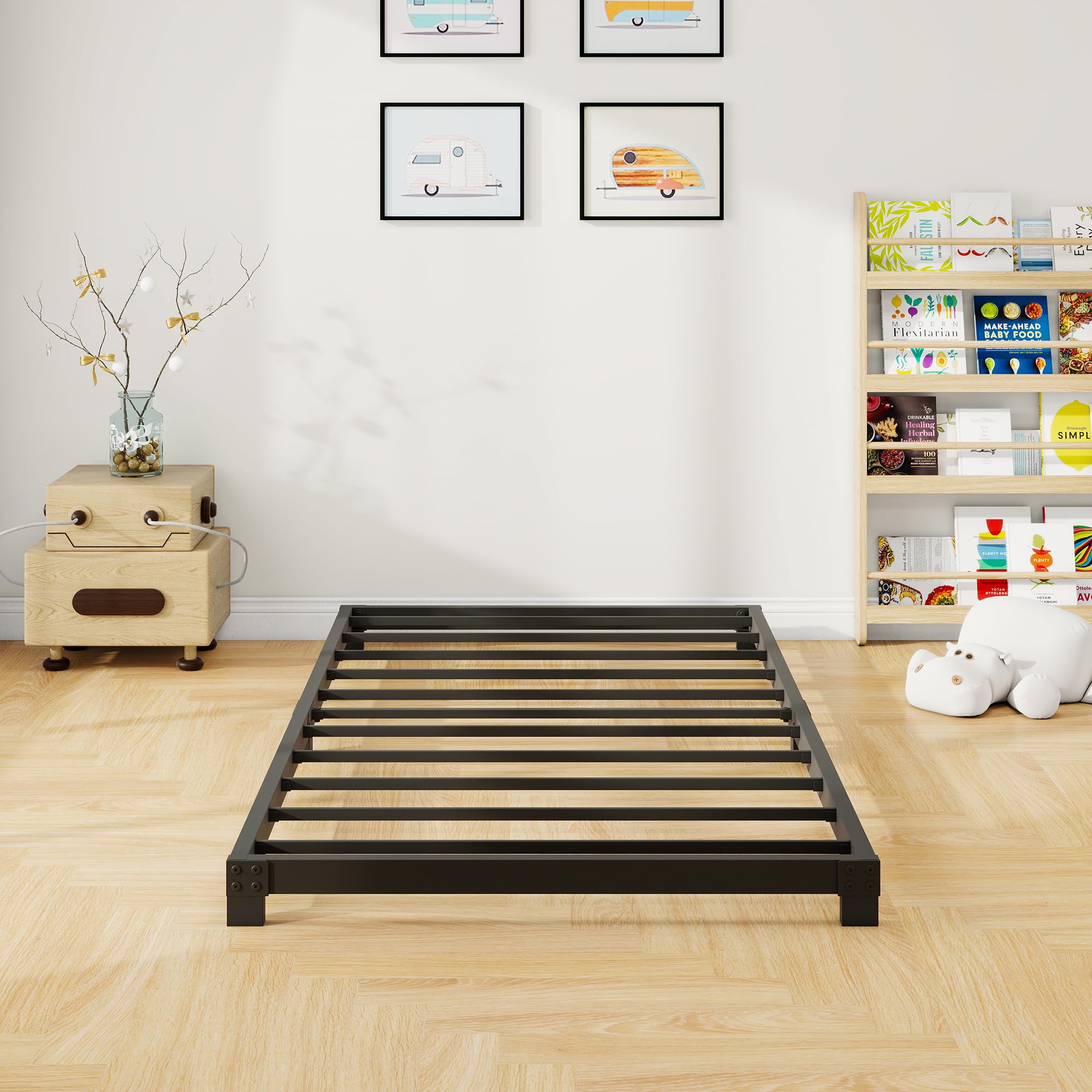 VERFARM 3ft Single Metal Platform Bed Frame - Heavy Duty 8cm Low Profile