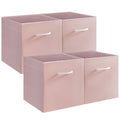 StorageWorks Pink Storage Cubes, Storage Cube Boxes with Handle, Cube Storage Basket for Shelves, Fabric Organiser Boxes for Wardrobe