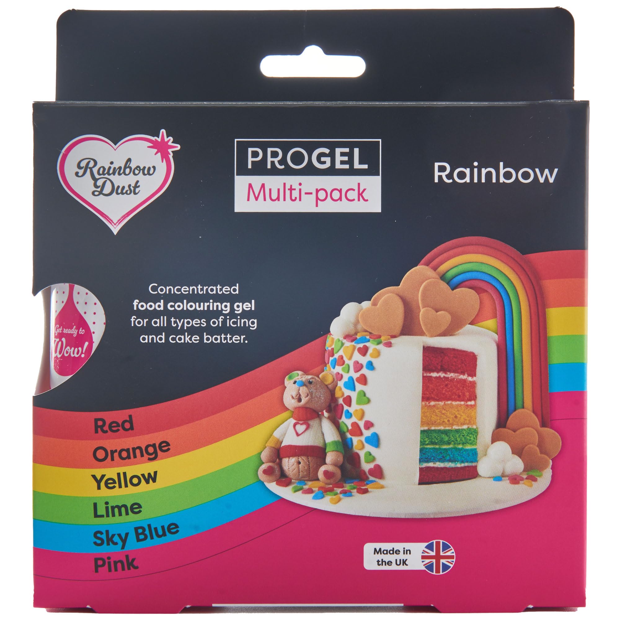 Rainbow Dust ProGel Concentrated Food Colour Gel - 6 Tube Rainbow Multipack