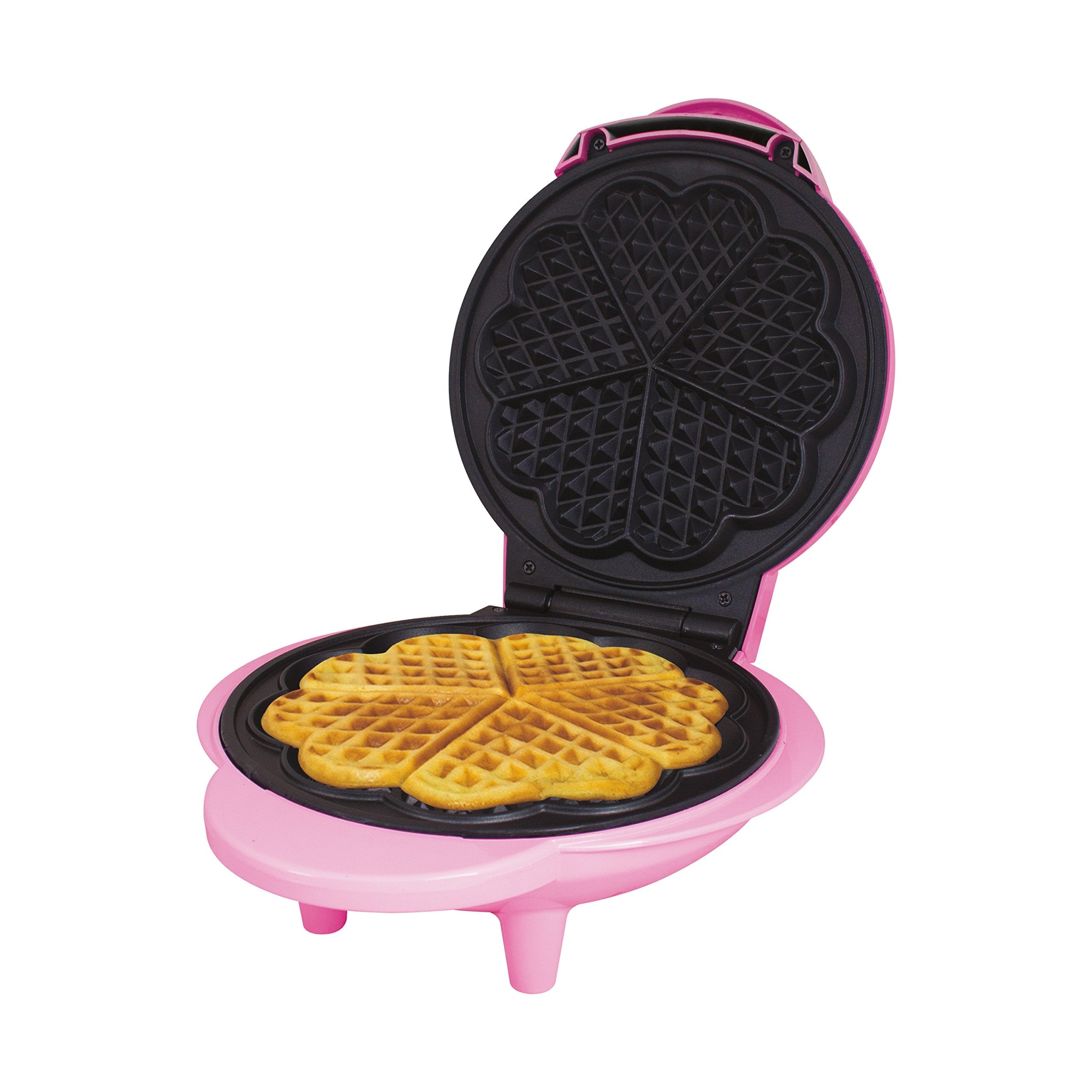 Global Gizmos Heart Shaped Waffle Maker – 1000W Non-Stick Pink Design
